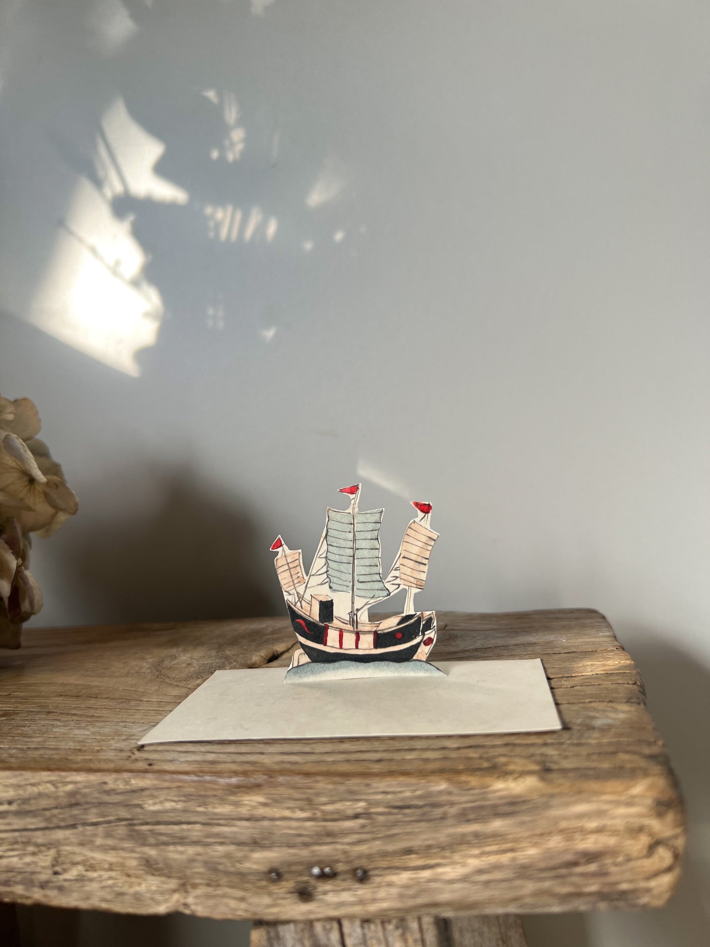 Vintage 1940s Hand-Painted Watercolour Miniature Paper Ships