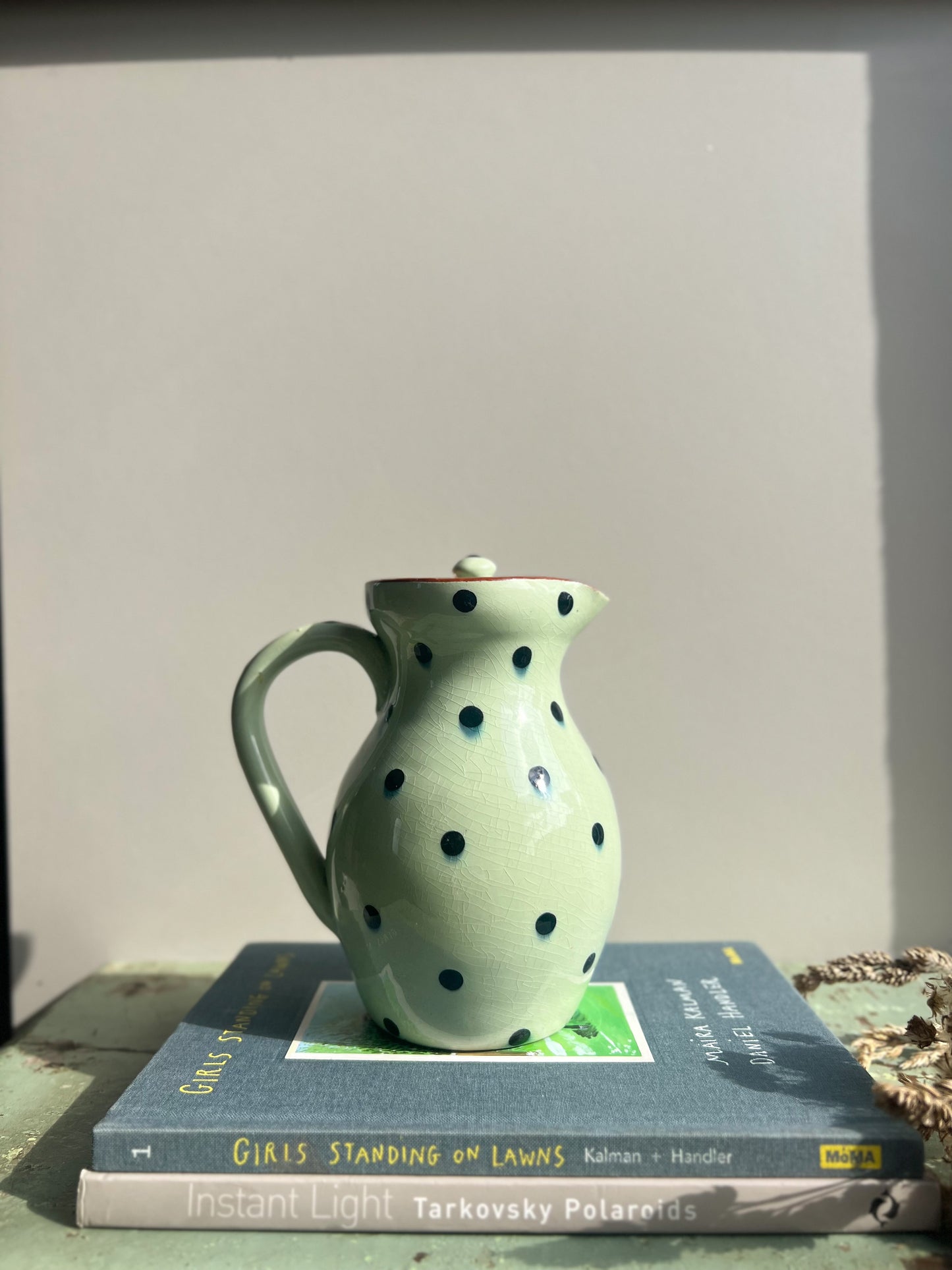 Vintage Babbacombe Torquay Glazed Mint Green Polka Dot Jug