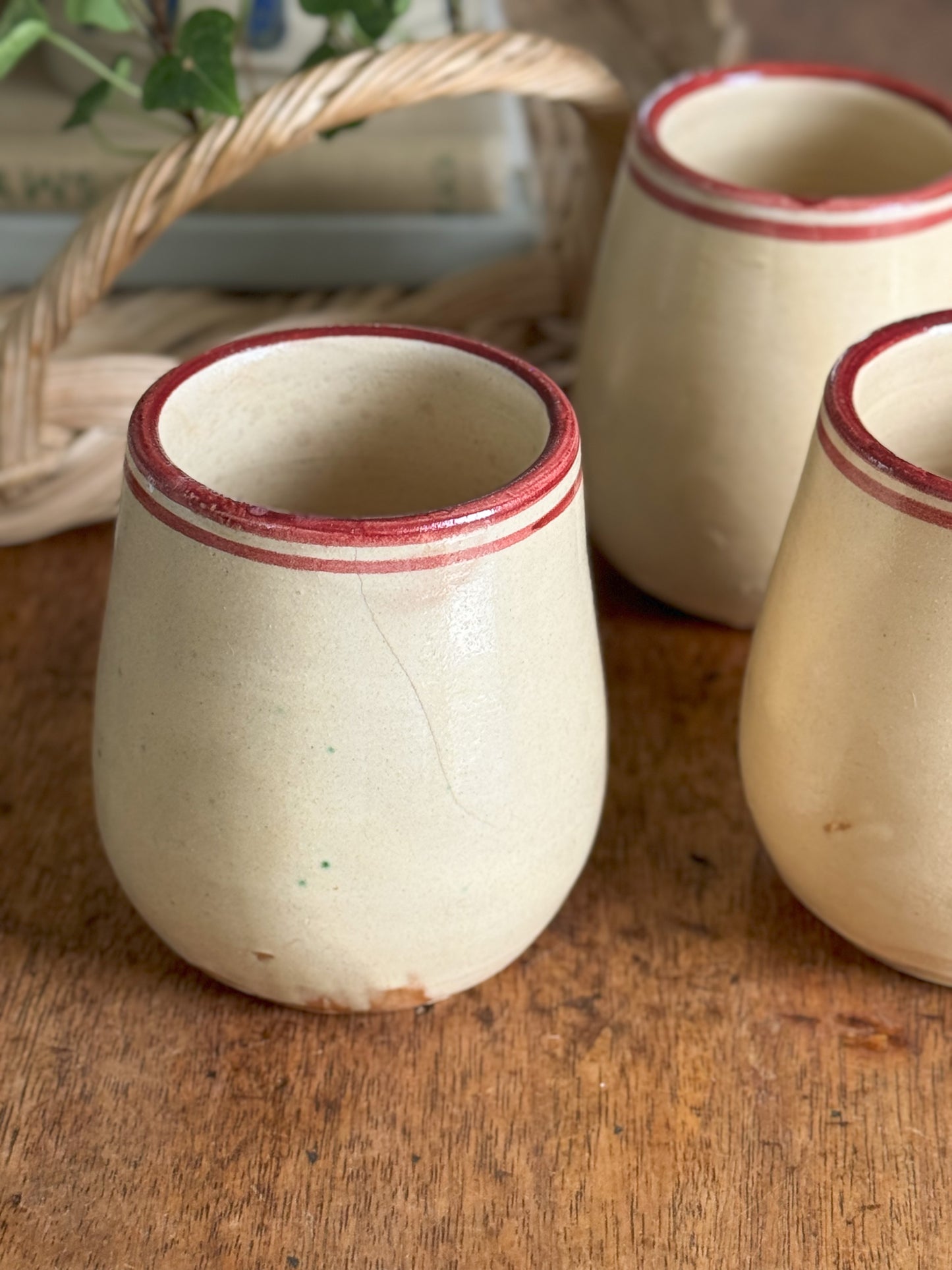 Studio Pottery Handmade Italian Slipware Tumblers (Set of 4)