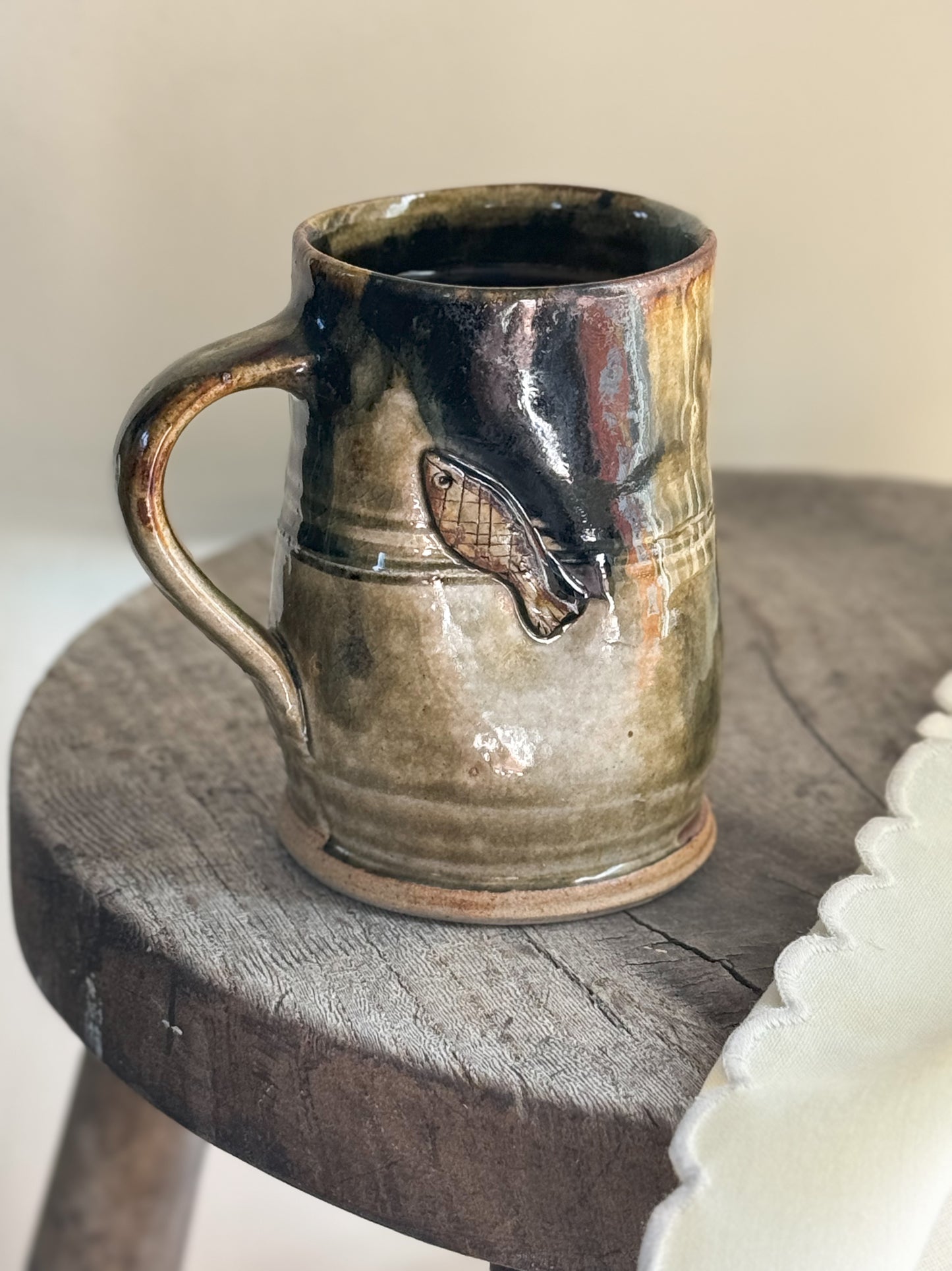 Unique Studio Pottery Little Fish Mug