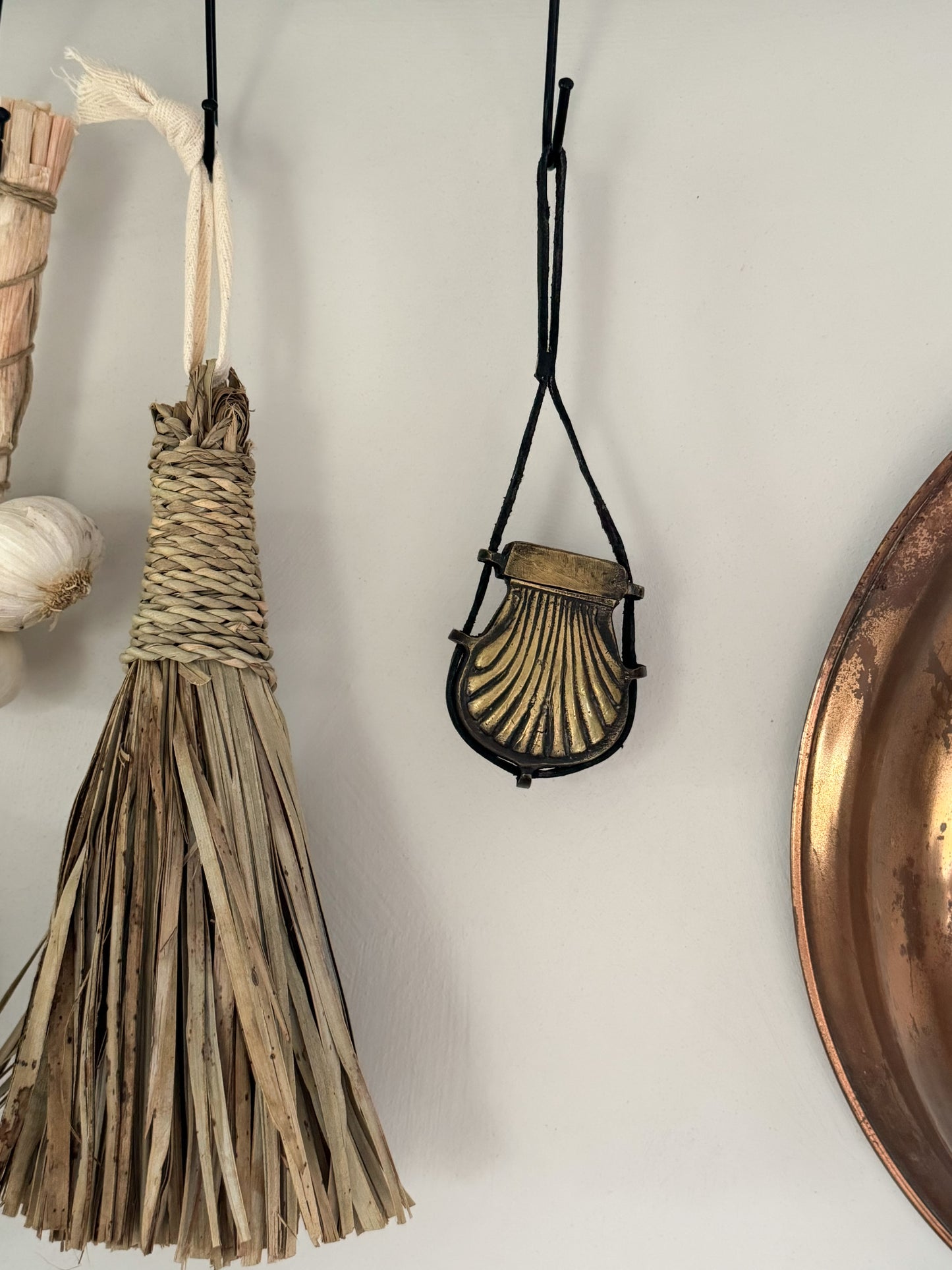 Antique 19th Century Brass Shell Shaped Ottoman Pouch | Cartridge Holder with Leather Strap