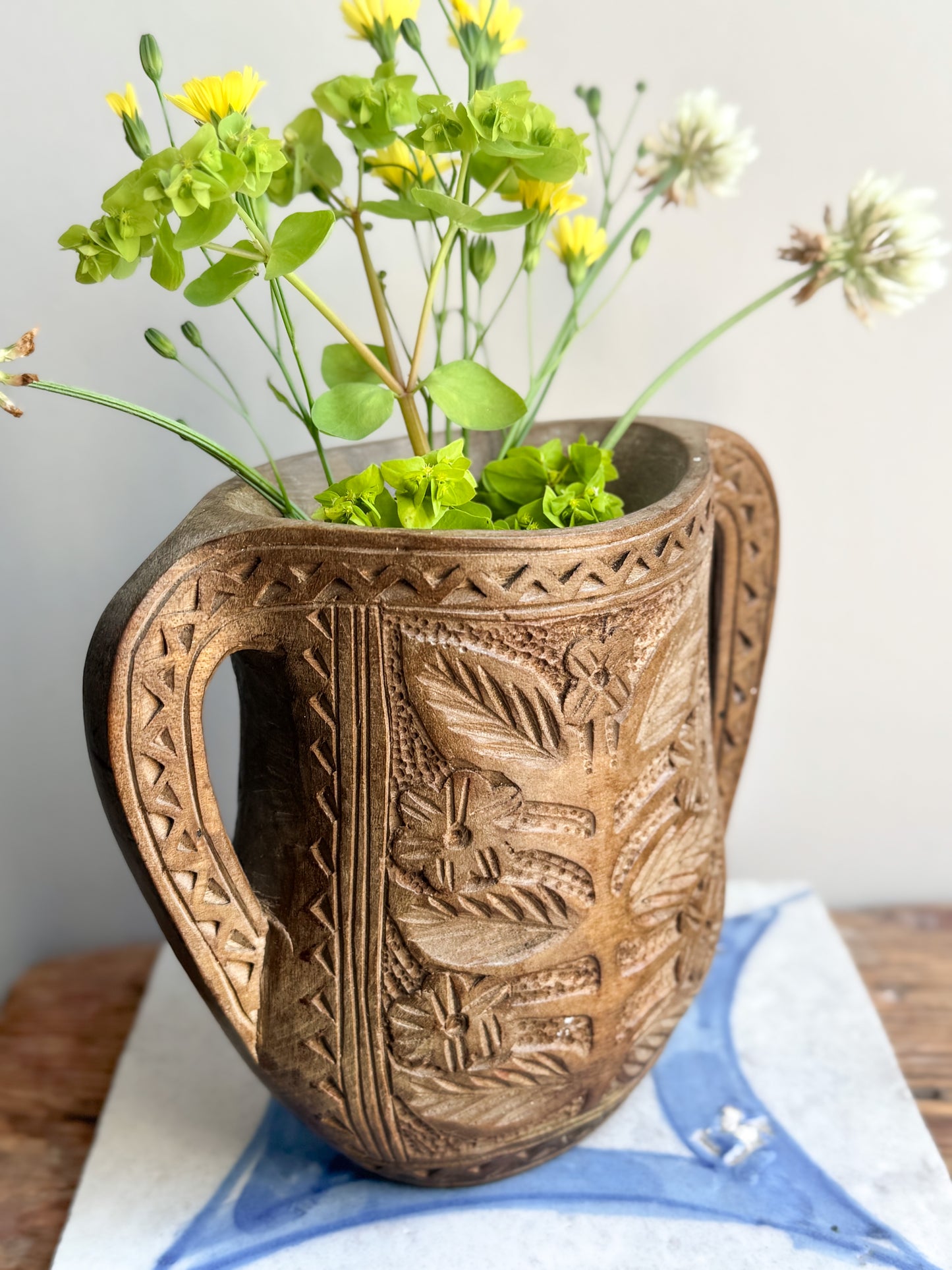 Vintage Hand-Carved Yugoslavian Folk Art Loving Cup