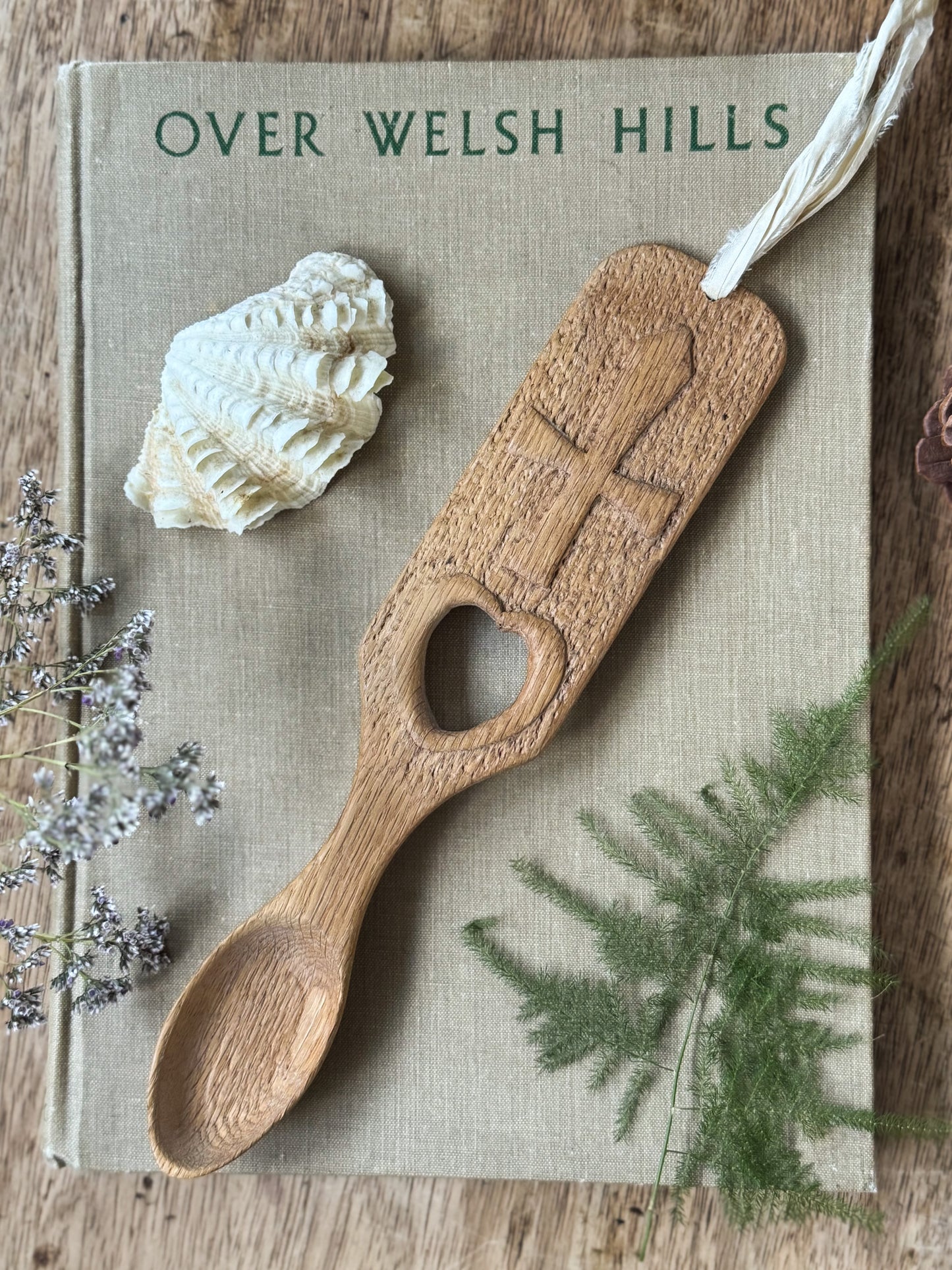 Calon a Chroes • Heart & Cross - Vintage Hand-Carved Welsh Love Spoon