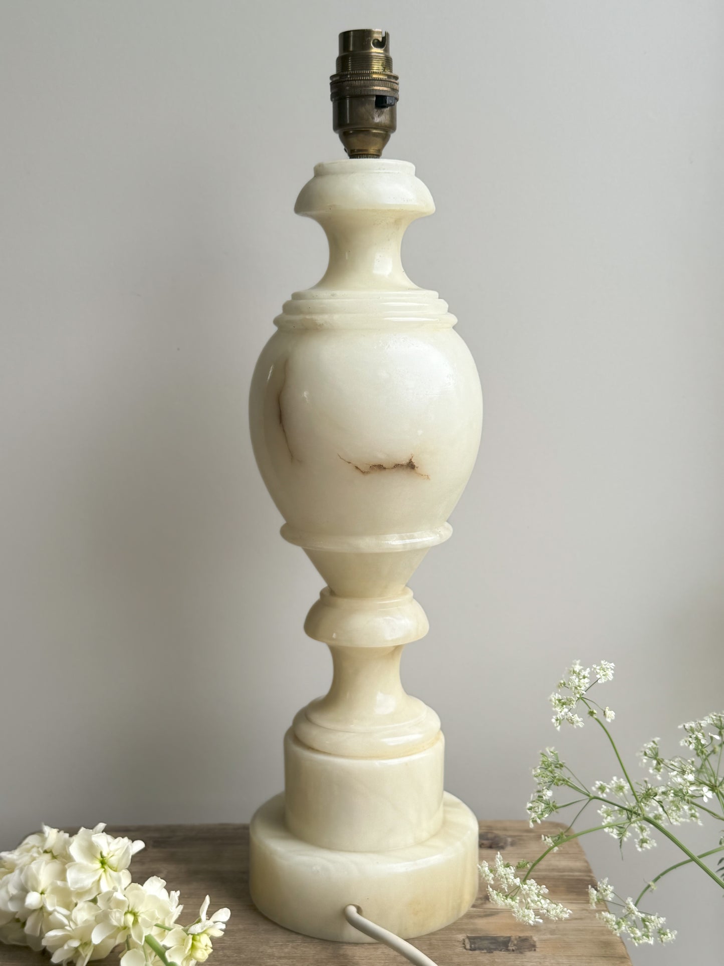 Vintage Carved Alabaster Lamp • Fully Working