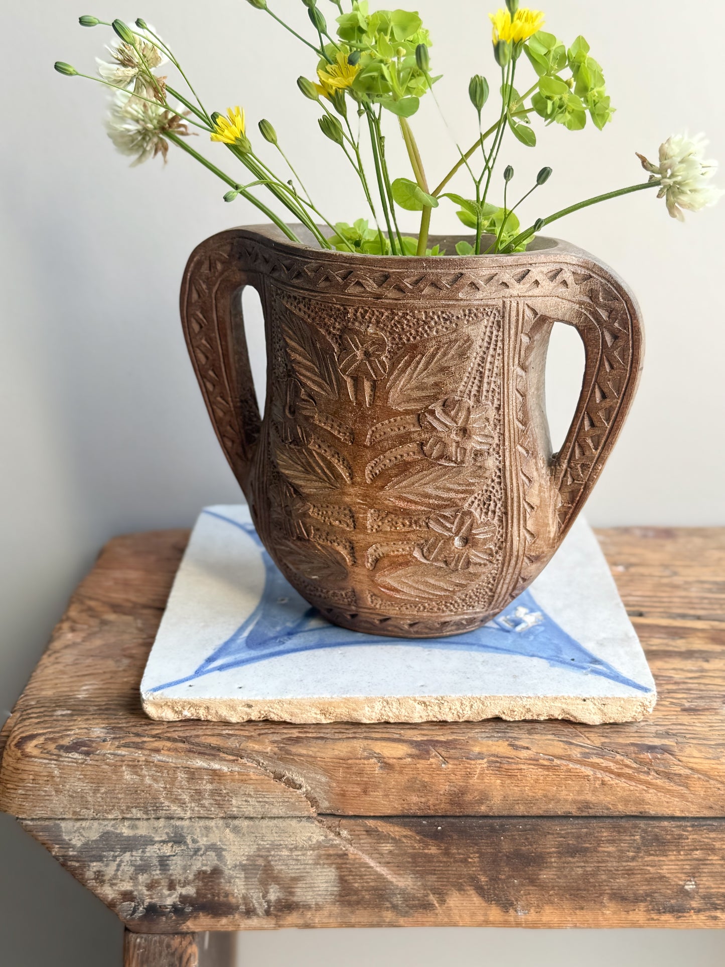 Vintage Hand-Carved Yugoslavian Folk Art Loving Cup