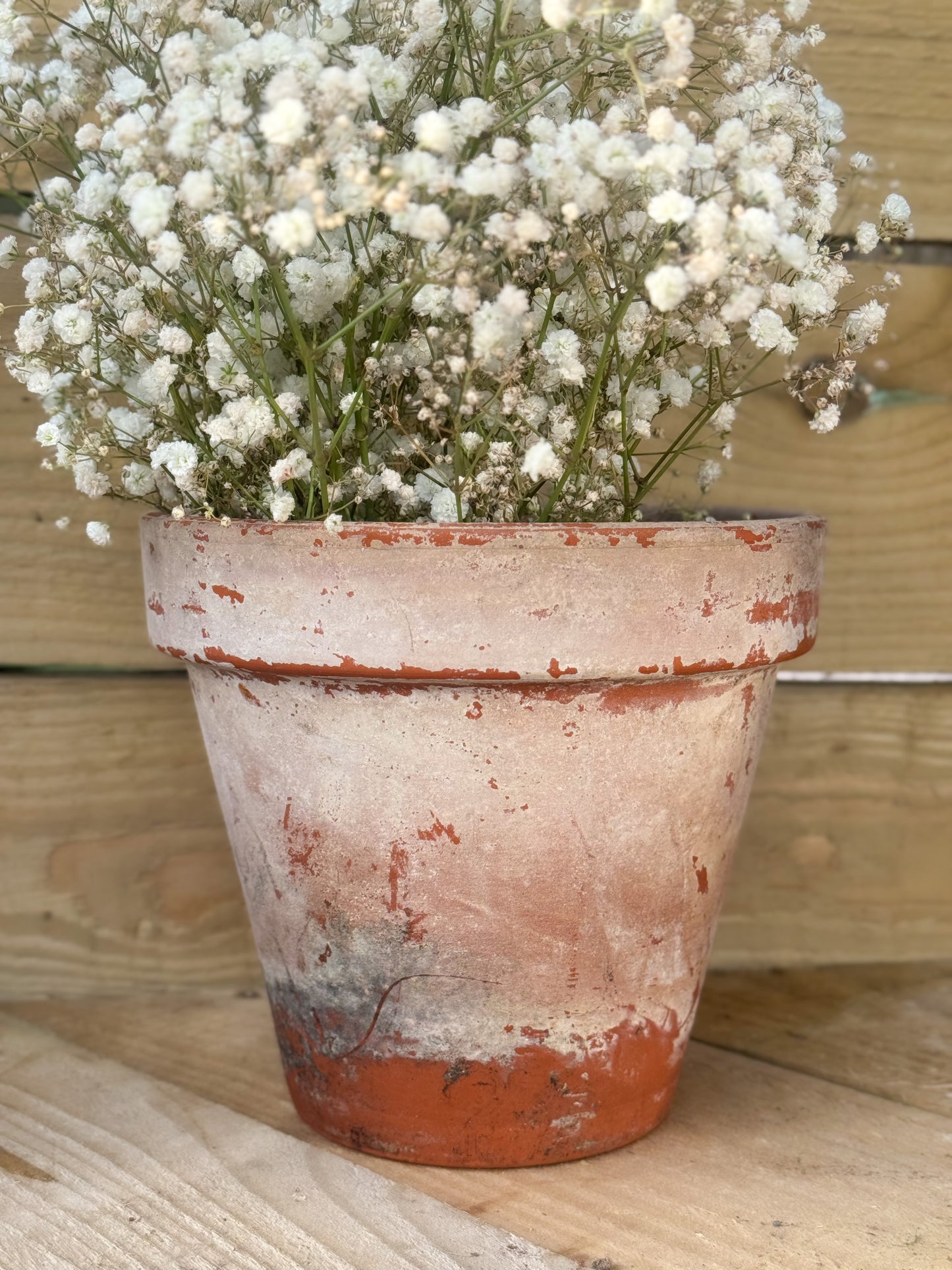 Large Vintage Hand-Thrown Aged Terracotta Planter