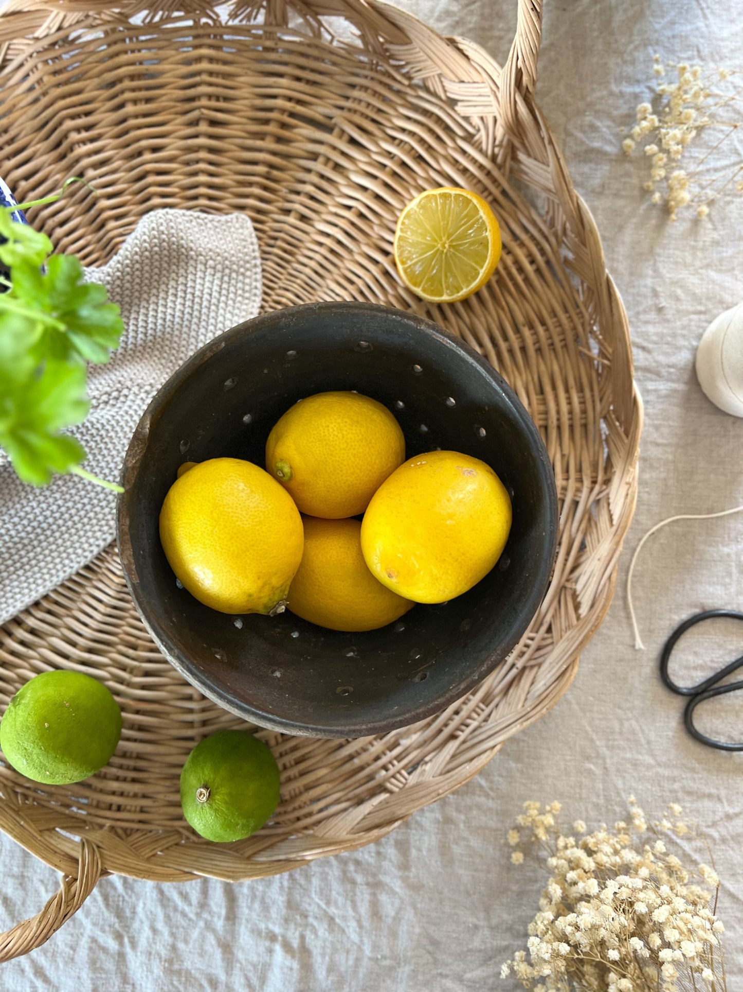 Antique French Earthenware Cheese Strainer / Colander
