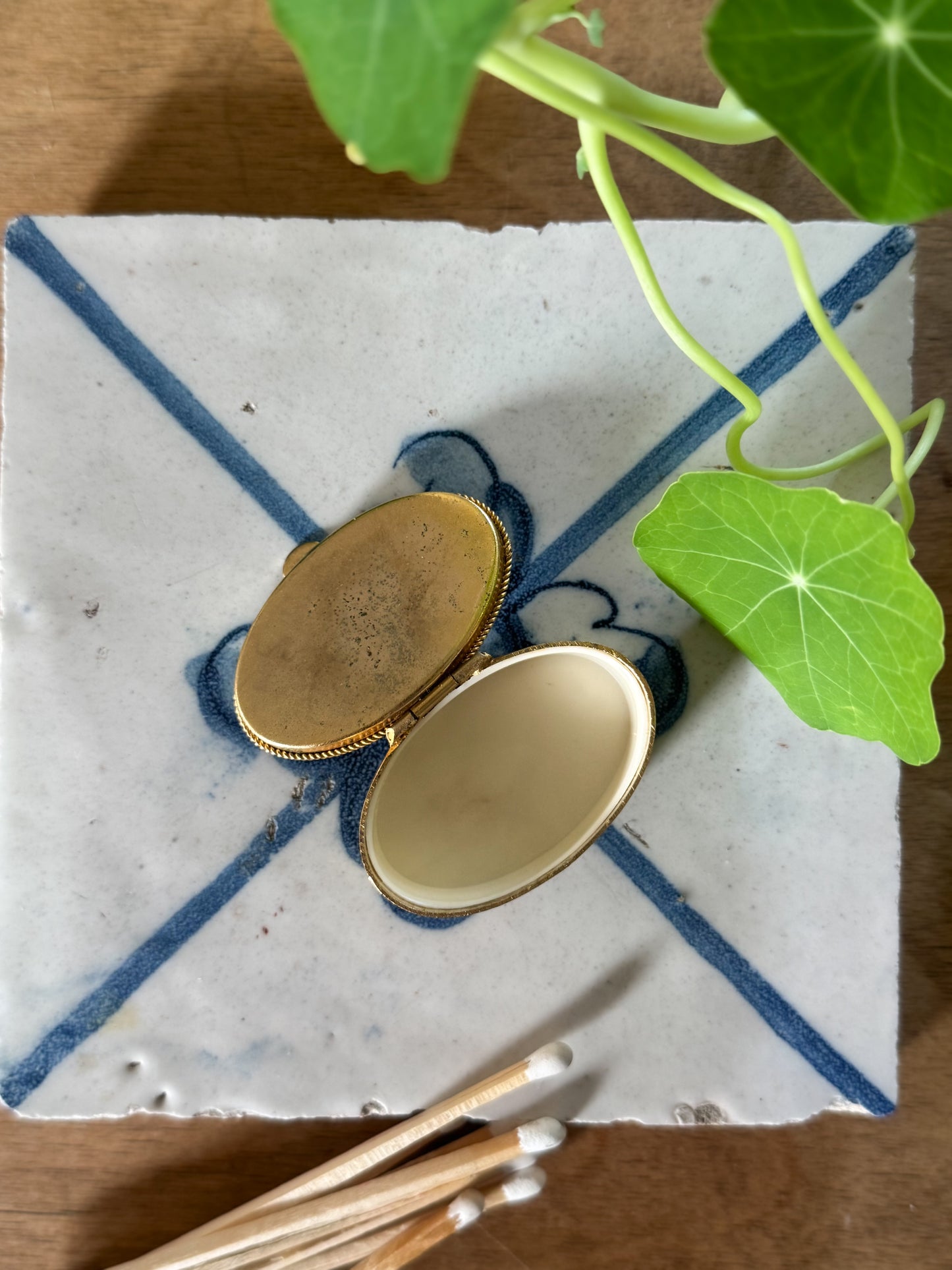 Vintage Brass & Onyx Pill Box – Tiny Treasure Keeper