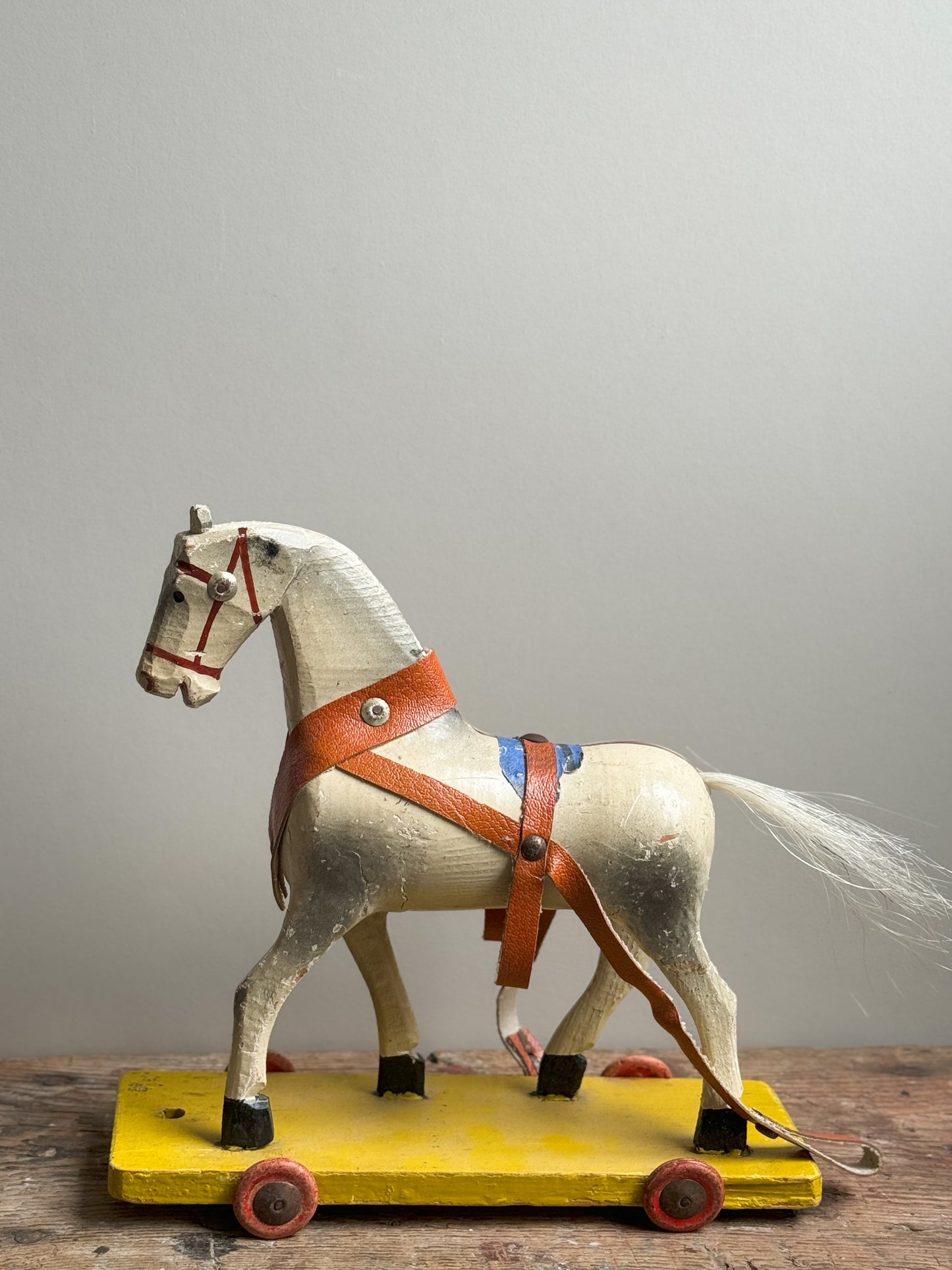 Antique Folk Art Pull Along Horse, circa 1930s