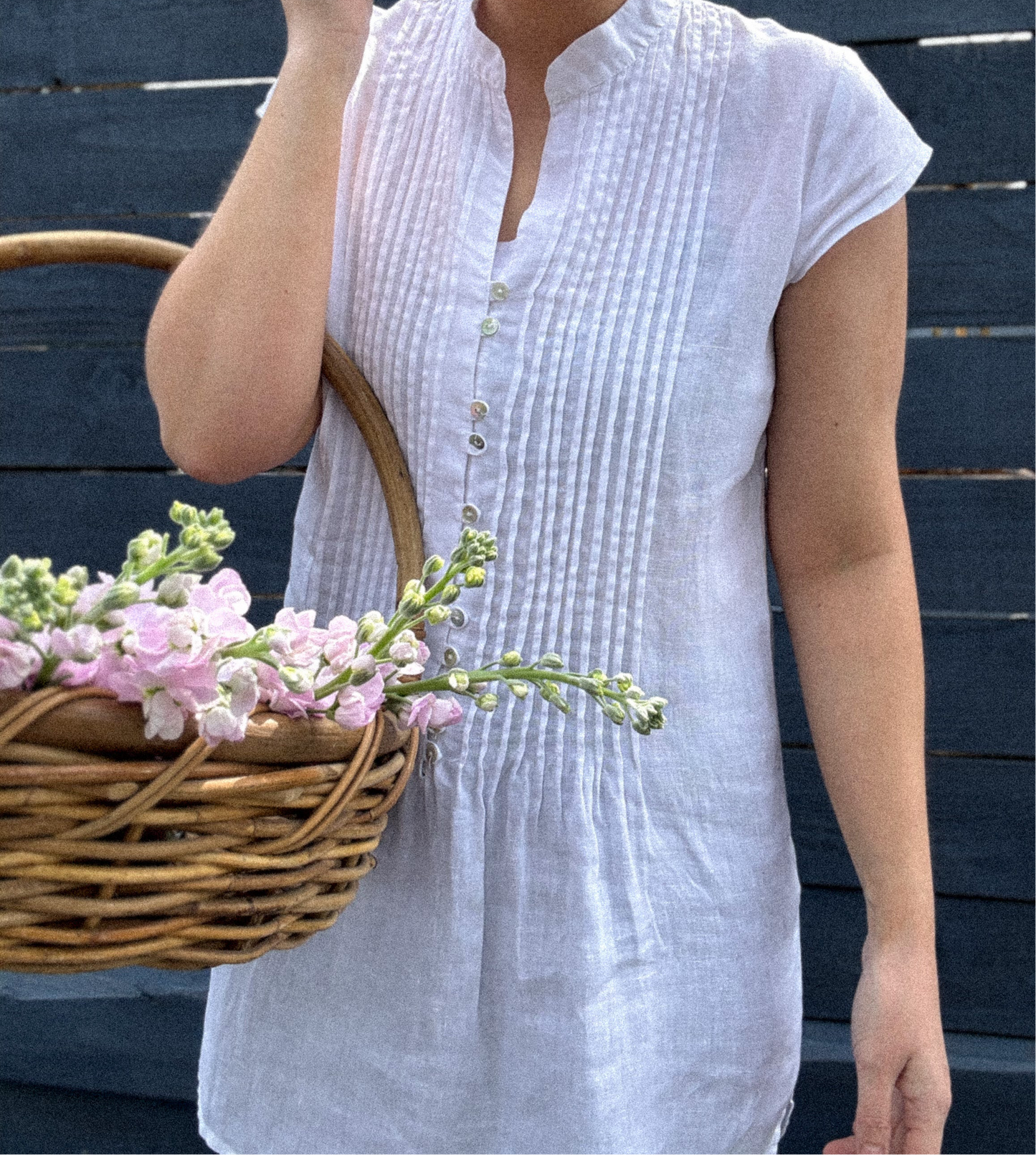 Vintage Saverino Milo White Linen Tunic, Size 46 (UK 14) - 100% Linen, Made in Italy