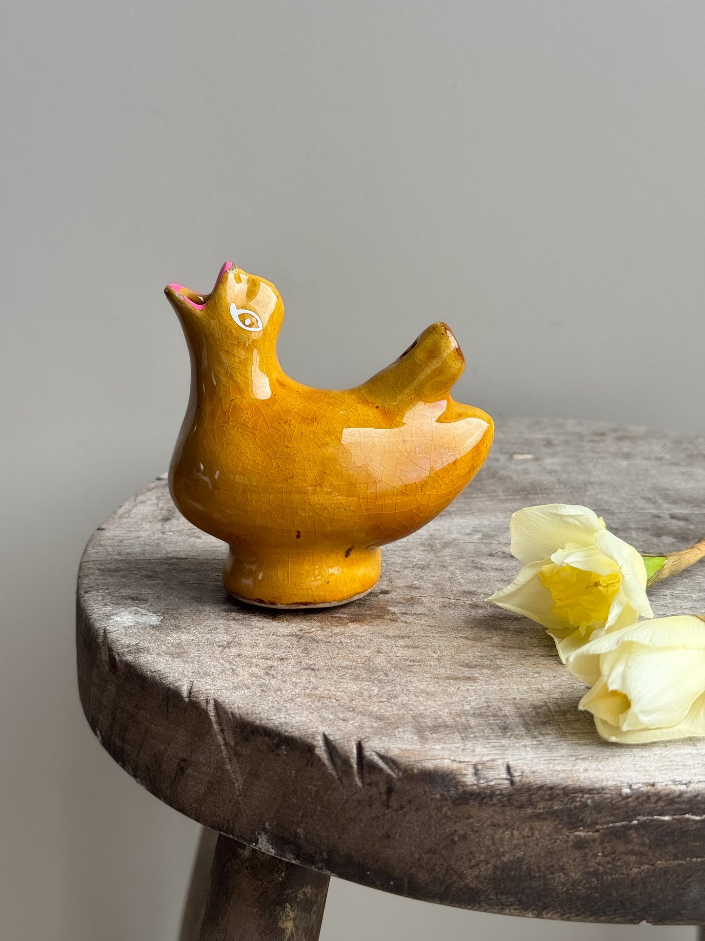 Early 20th-Century Folk Art Ceramic Bird Whistle