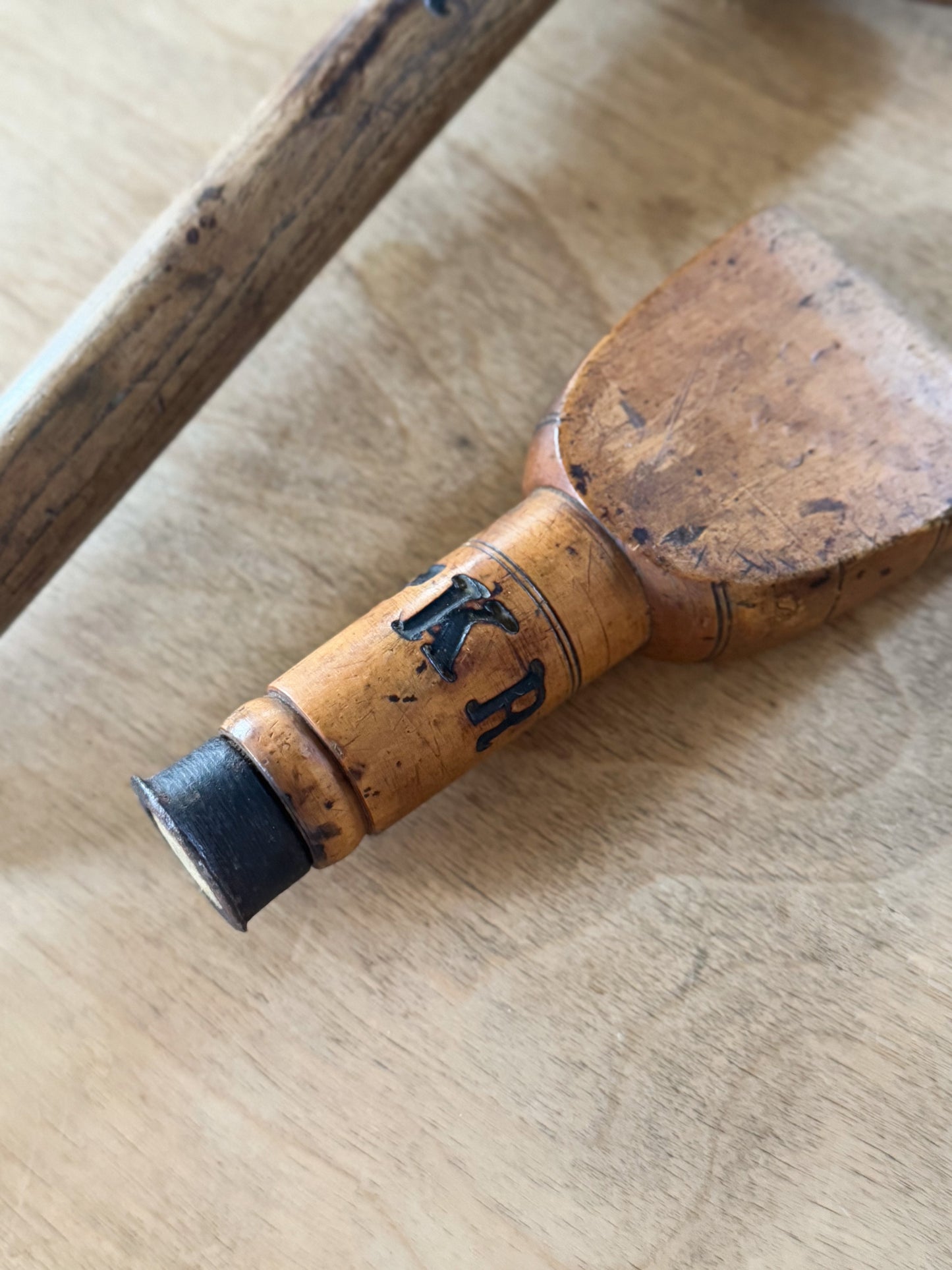 Antique Handmade & Engraved Boxwood Lead Bossing Mallet and Chaser circa 1860s