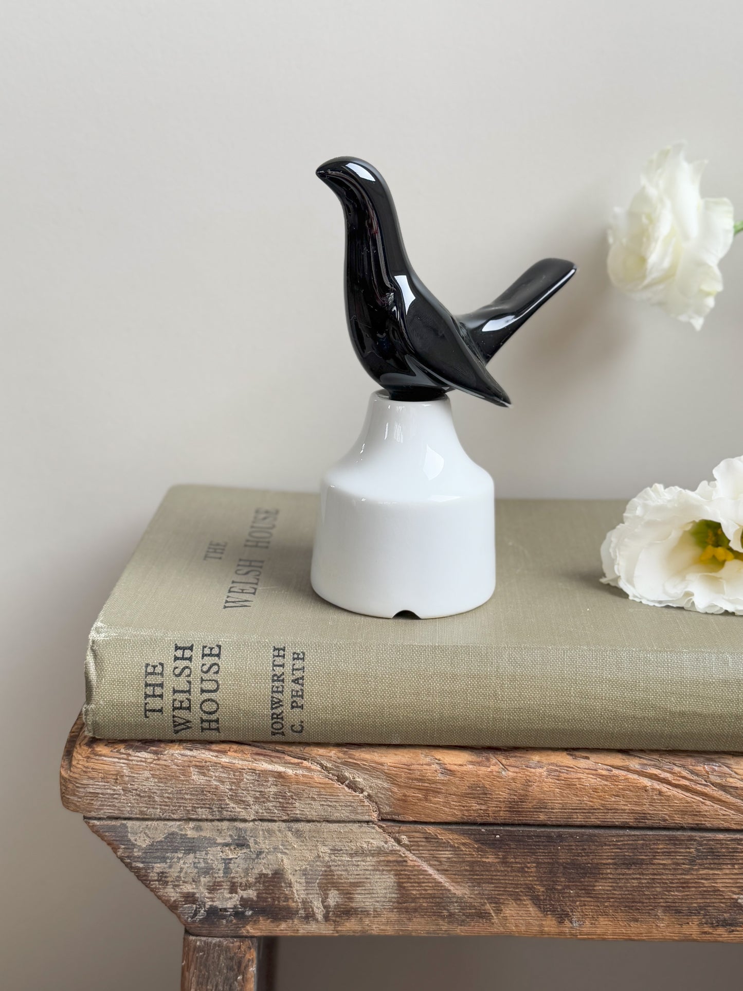Vintage 1950s Royal Worcester Two Piece Black Bird Pie Funnel