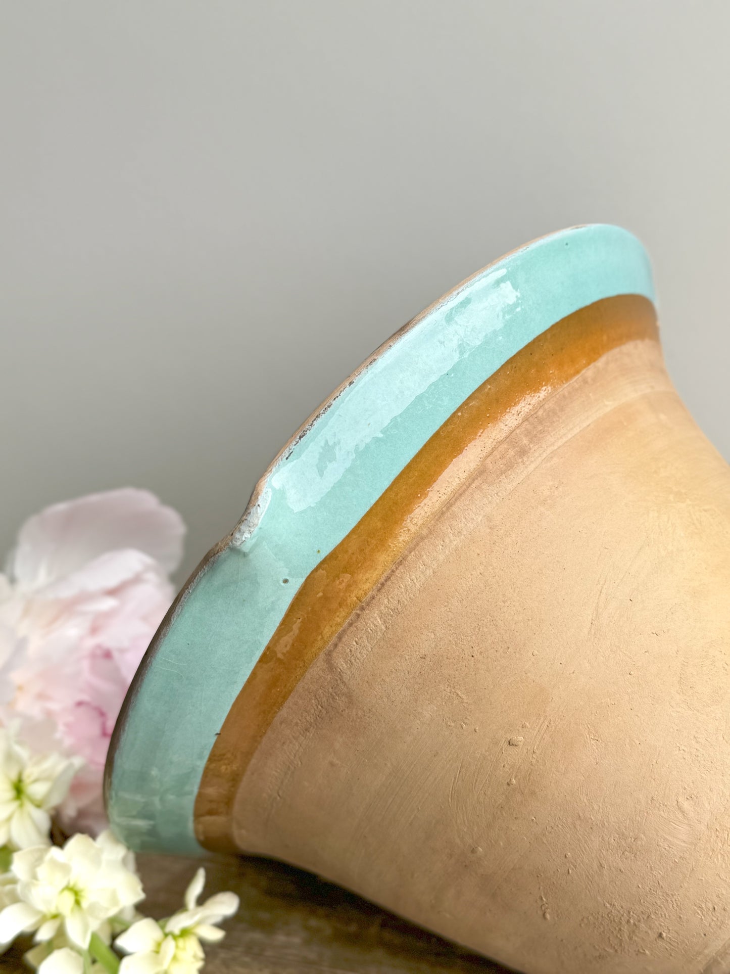 Vintage Hungarian Terracotta Blue Glazed Slipware Pot