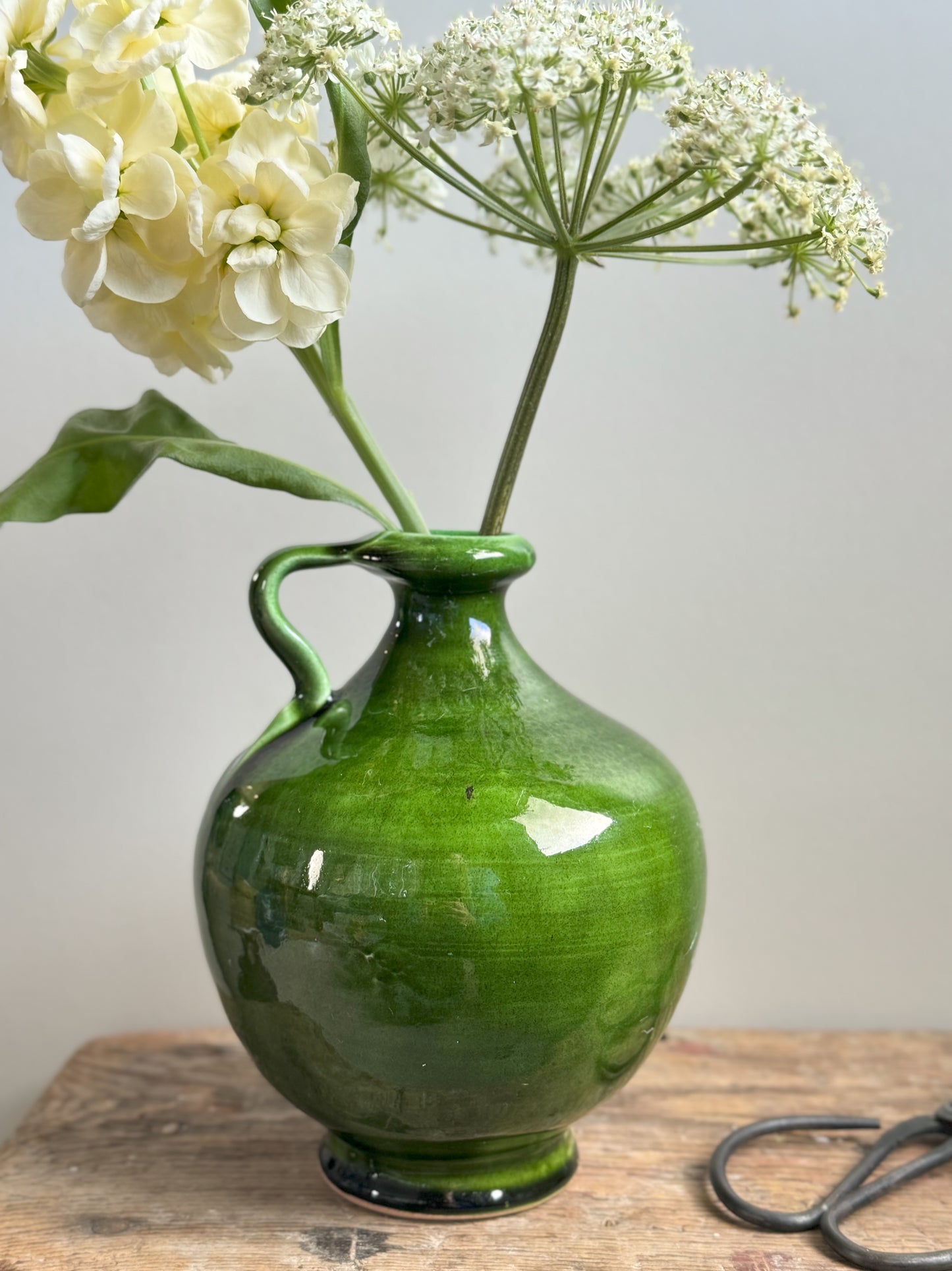 Vintage Glazed Green French Vessel
