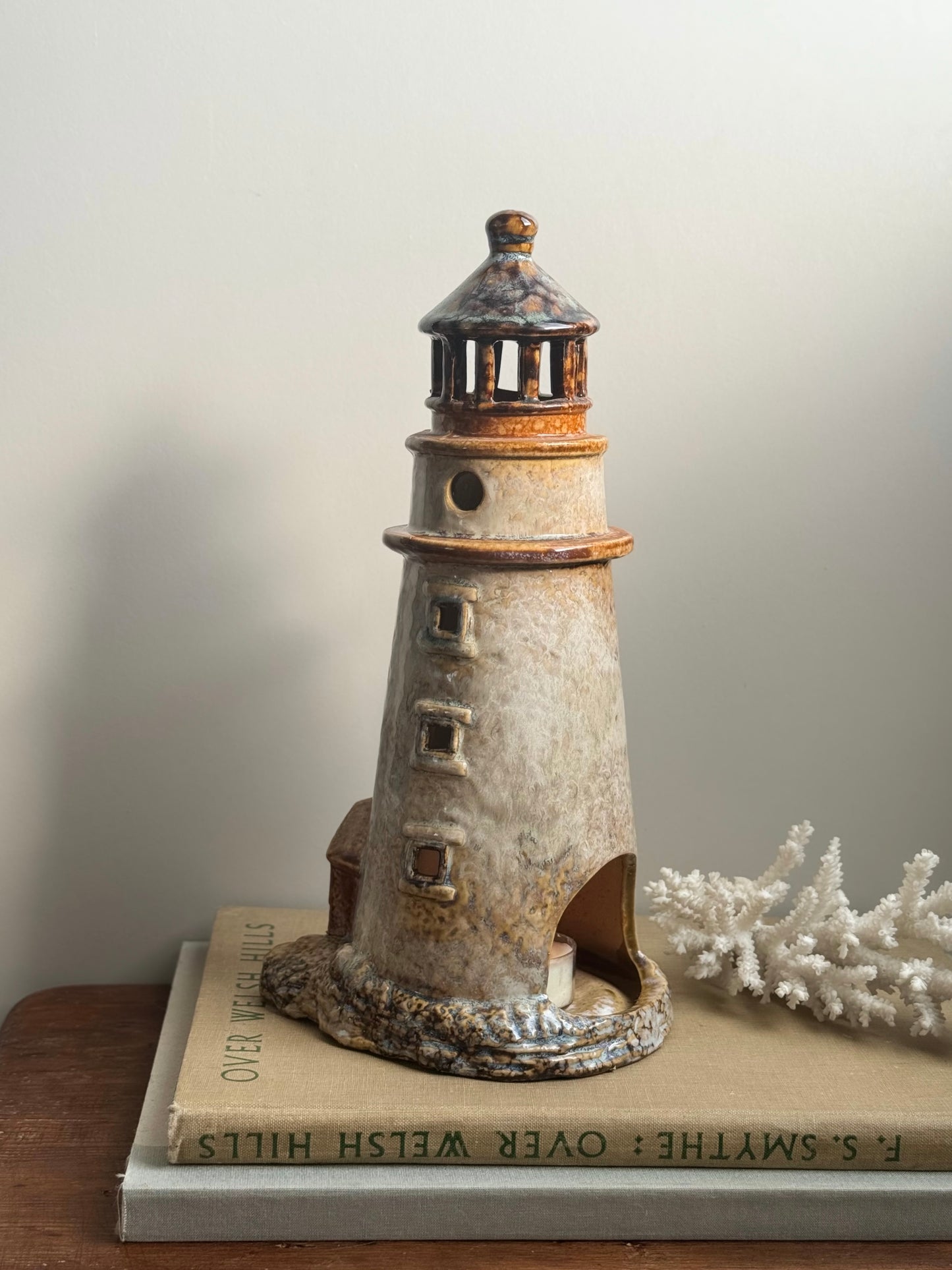 Vintage Studio Pottery Lighthouse Sculpture • Tealight Holder