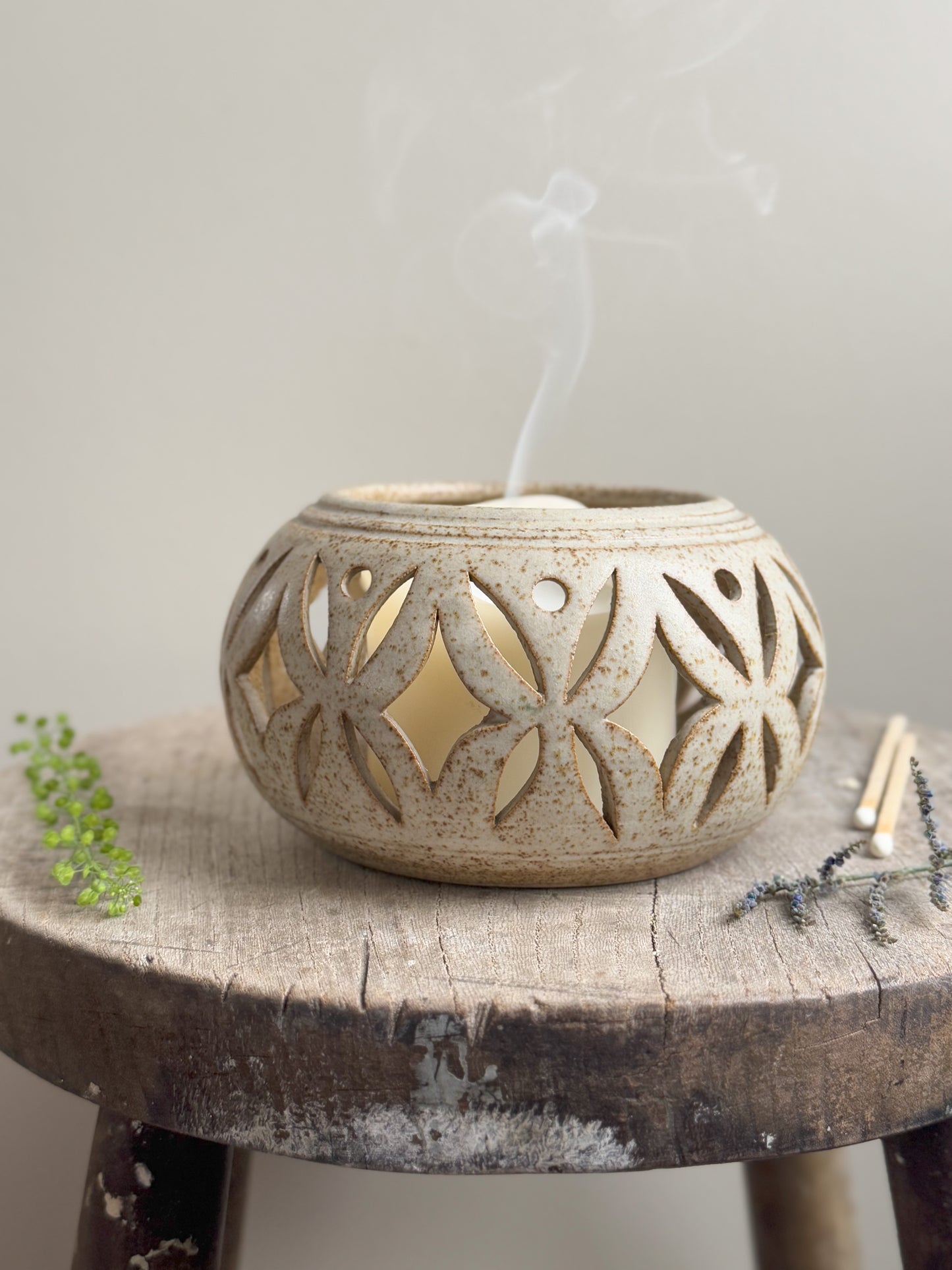 Vintage Studio Pottery Salt Glazed Candle Holder