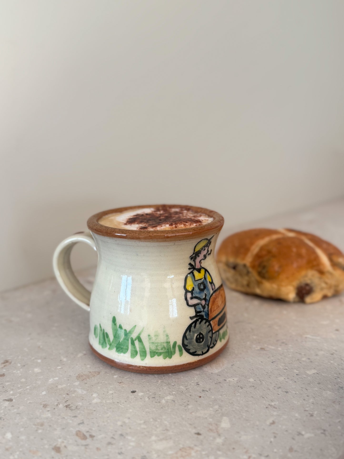 Hand-Painted Studio Pottery Slipware Farmer Mug