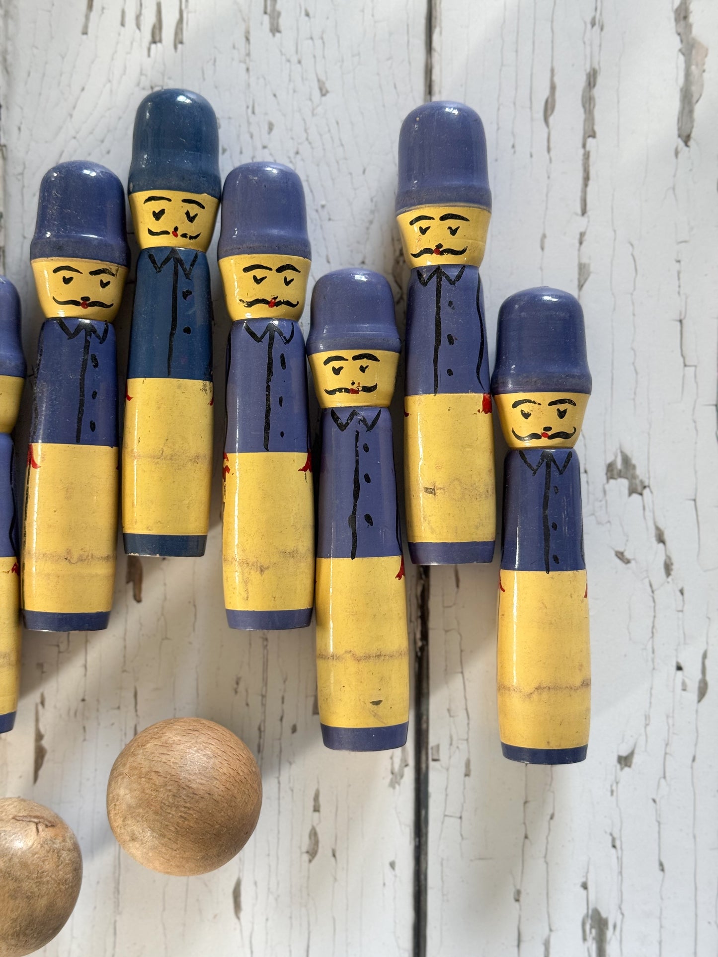 Vintage Midcentury 1950s French Hand-Painted Wooden ‘Soldier’ Skittles