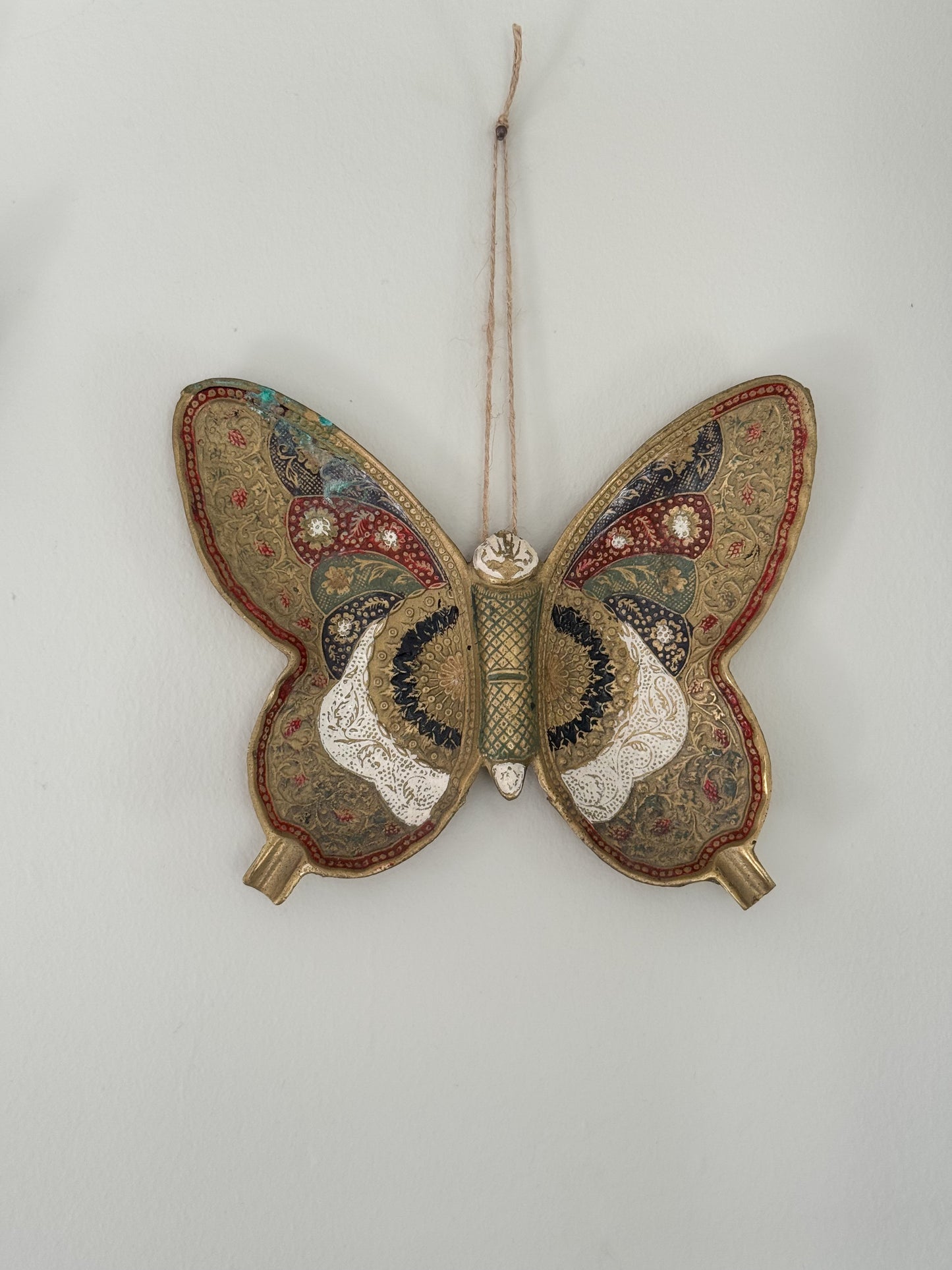 Vintage Brass & Enamel Butterfly Dish / Wall Hanging
