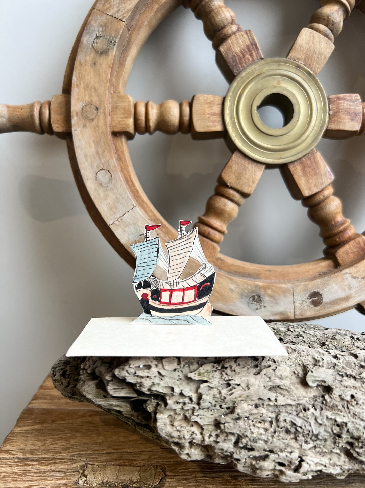 Vintage 1940s Hand-Painted Watercolour Miniature Paper Ships