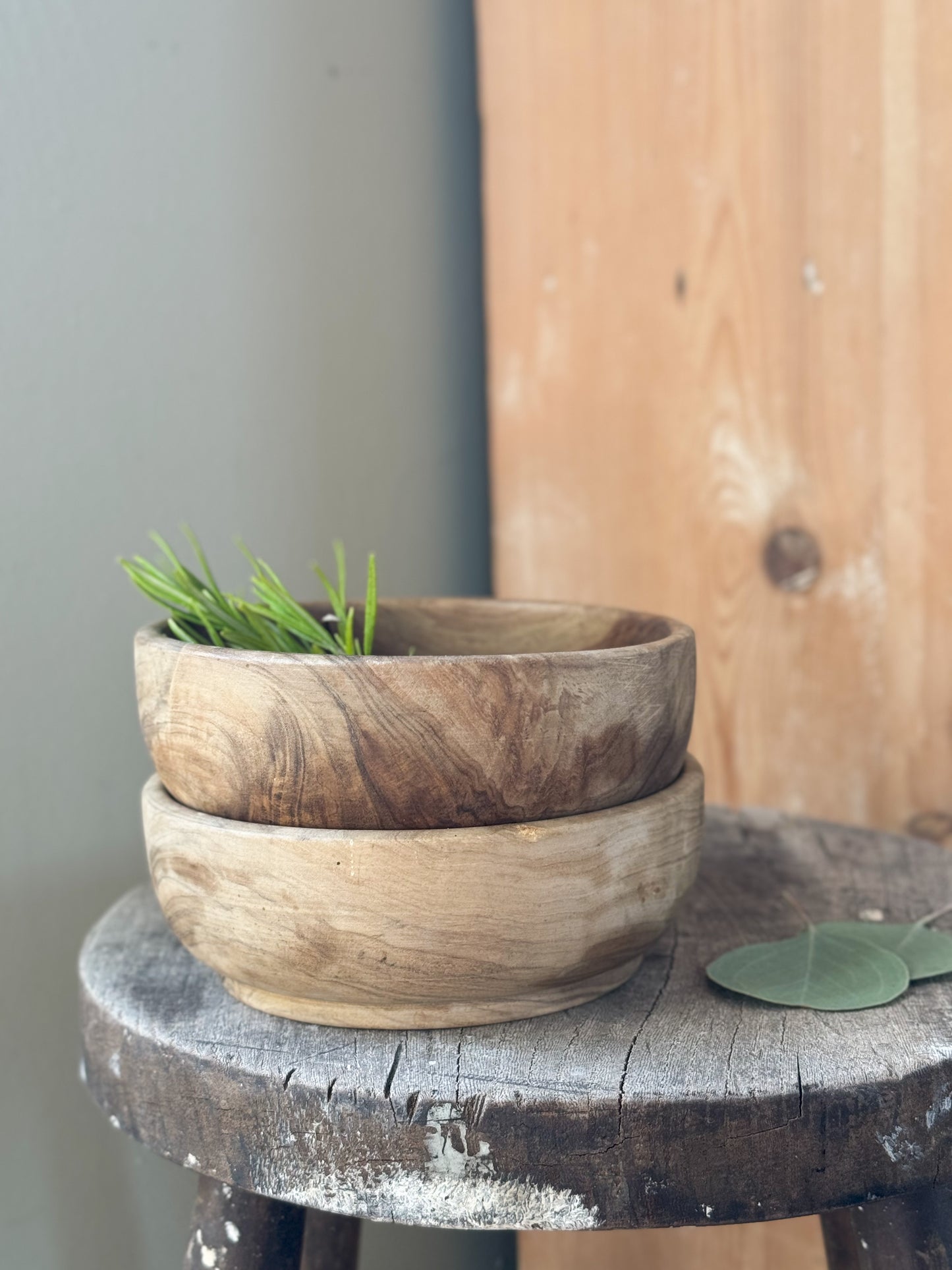 Pair of Hand-Turned Wooden Bowls