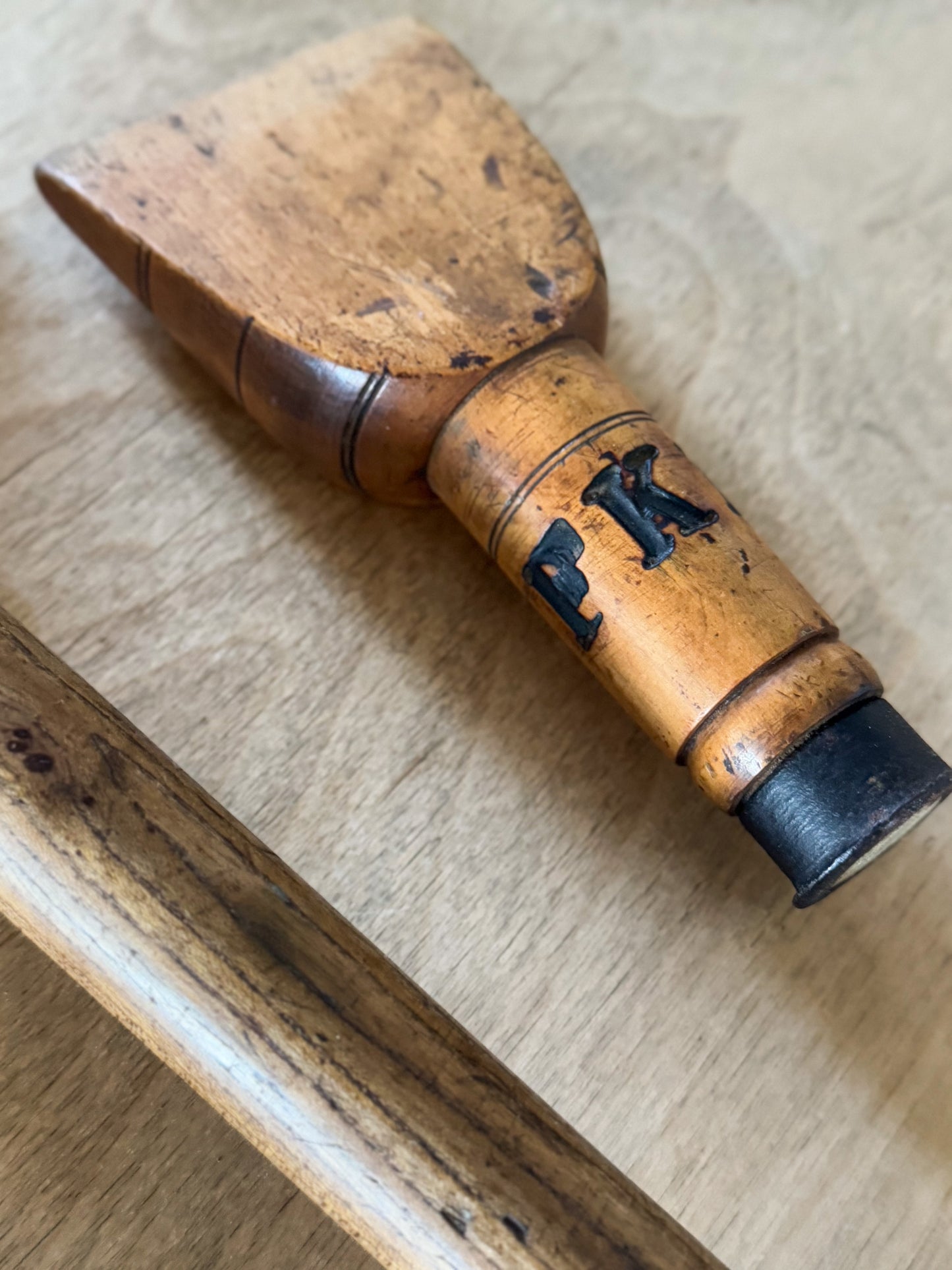 Antique Handmade & Engraved Boxwood Lead Bossing Mallet and Chaser circa 1860s