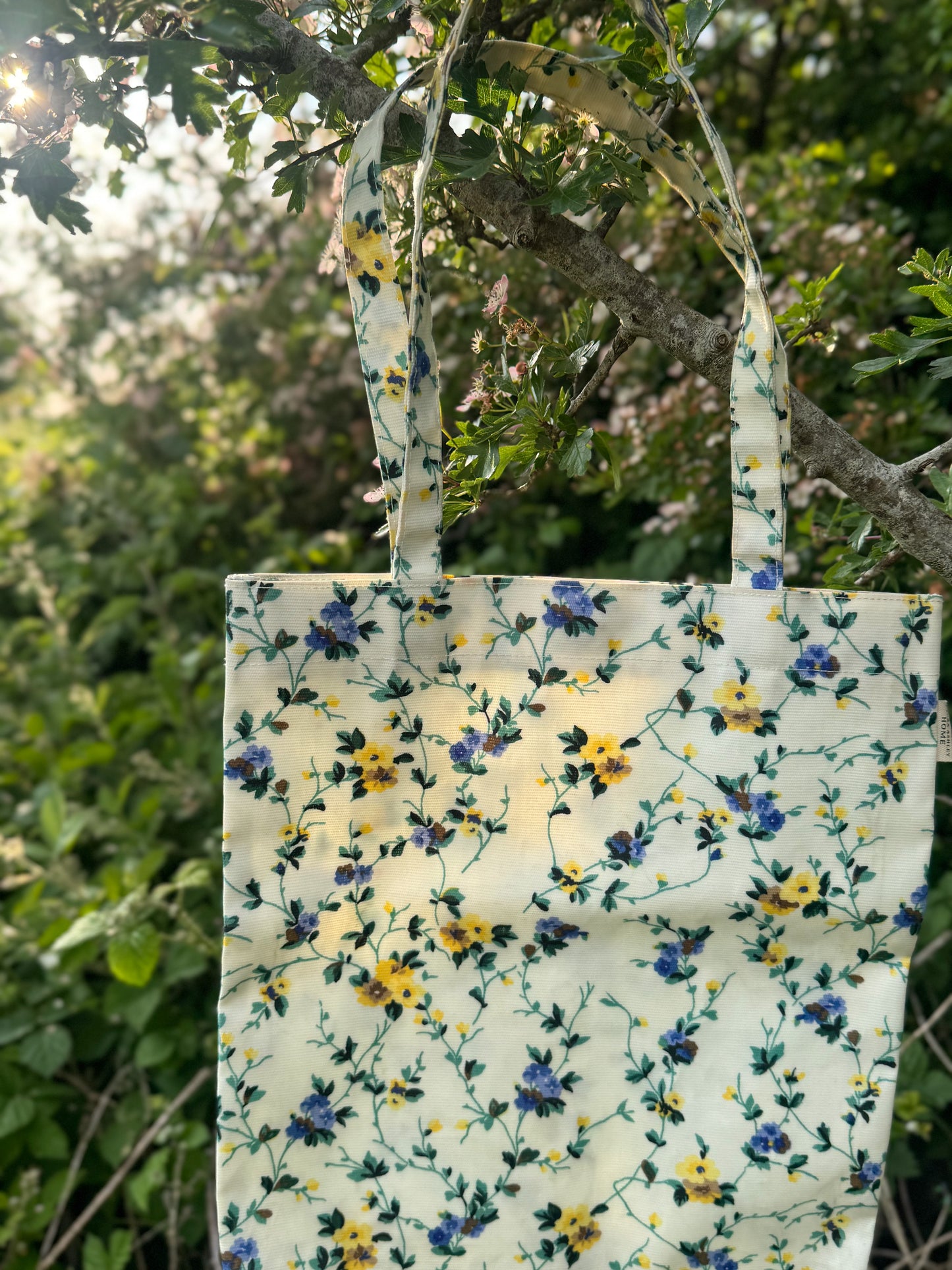 Vintage Laura Ashley Floral Oilcloth Tote Bag