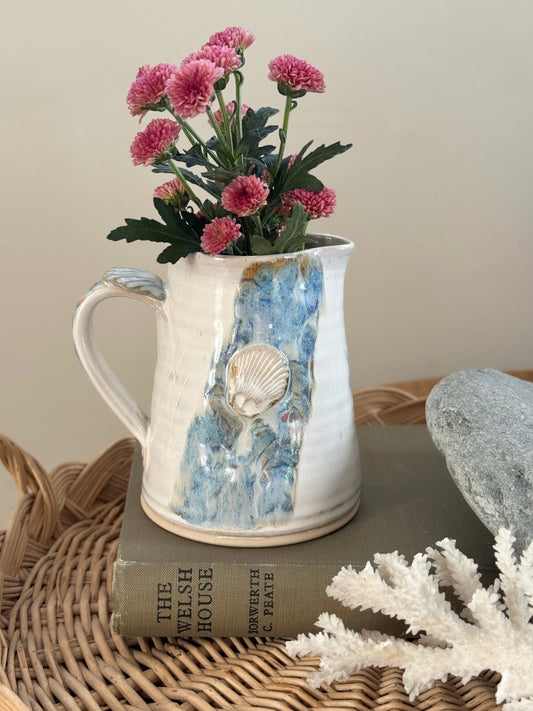 Vintage Studio Pottery Seashell Creamer Jug by Brenda Wright, York