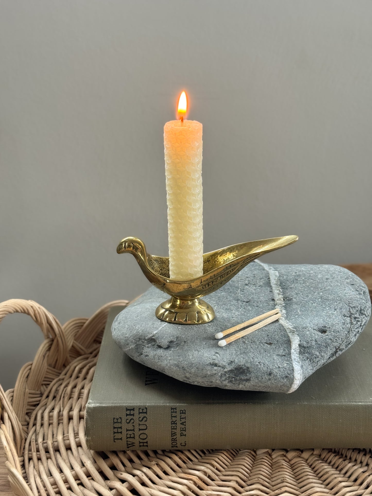 Vintage Solid Brass Bird Match Holder (Originally a Pipe Rest)