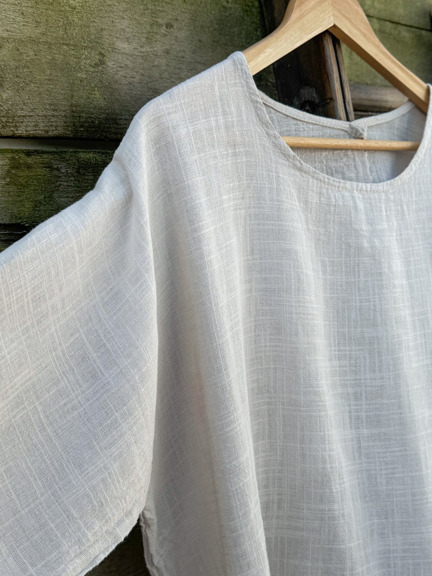 Vintage Textured Italian Cotton Tunic Top, Made in Italy, Size L