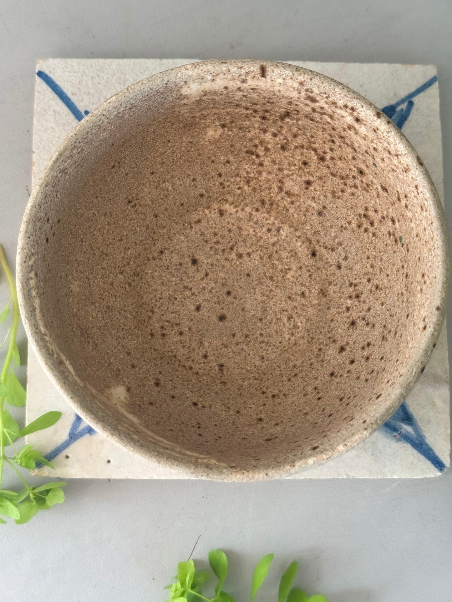 Vintage Salt Glaze Studio Pottery Bowl - Speckled Grey, Cream & Oat