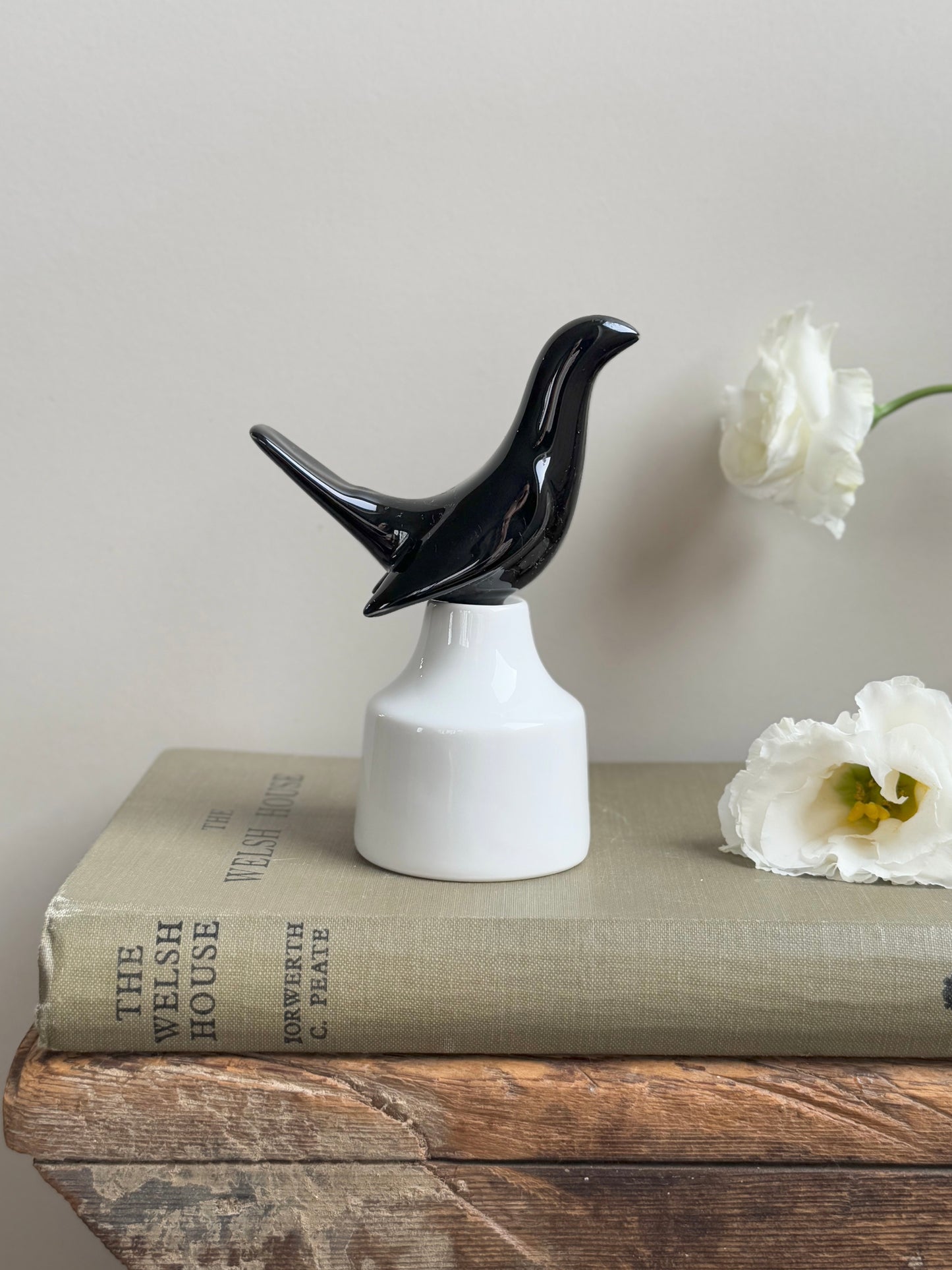 Vintage 1950s Royal Worcester Two Piece Black Bird Pie Funnel