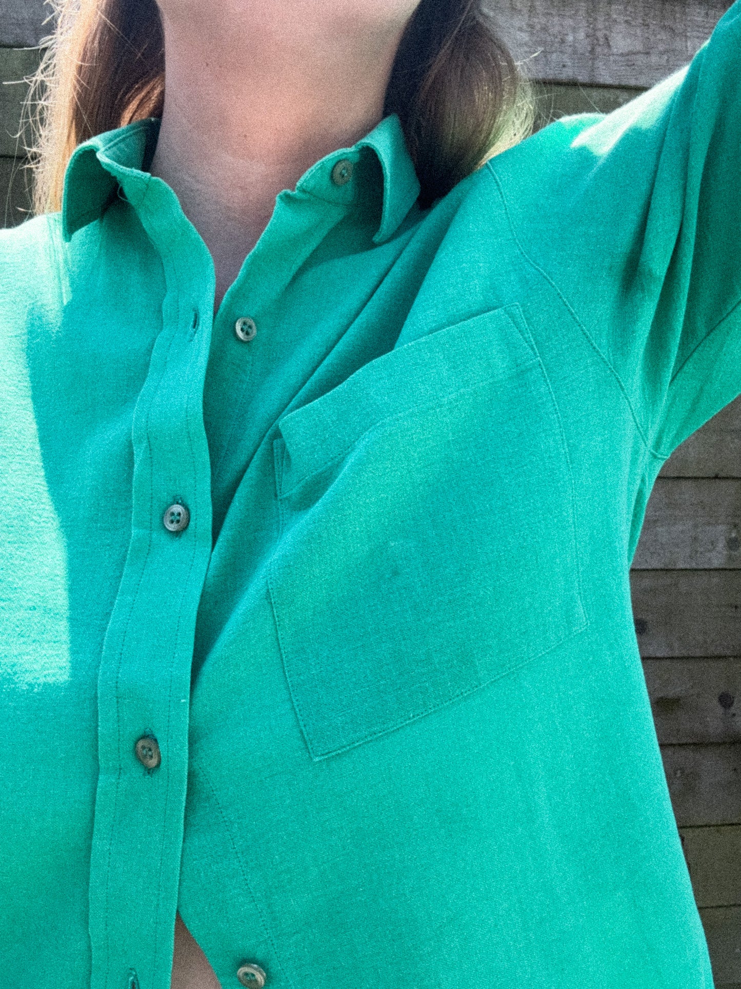 Vintage Linen & Cotton Blend Shirt by The Collar Company – Size S (Fits 6–10)