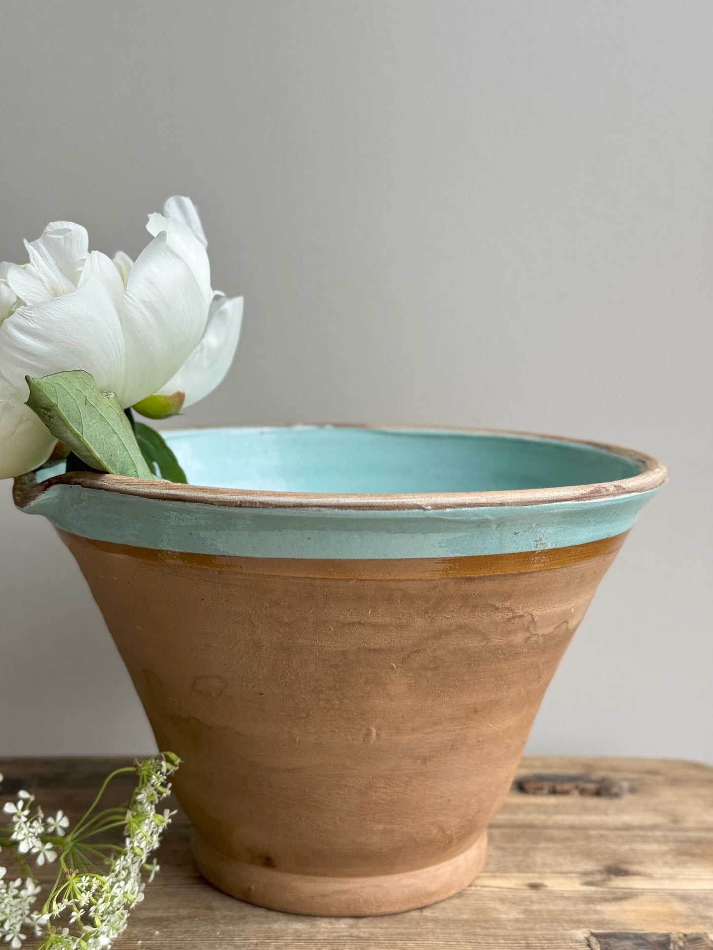 Vintage Hungarian Terracotta Blue Glazed Slipware Pot