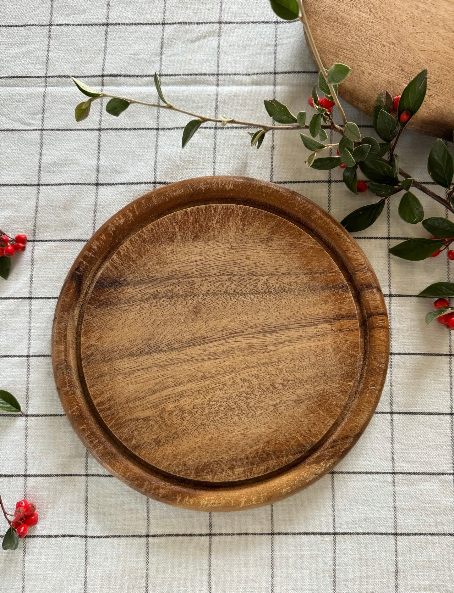 Vintage Solid Pine Round Bread Board | Cheese Board