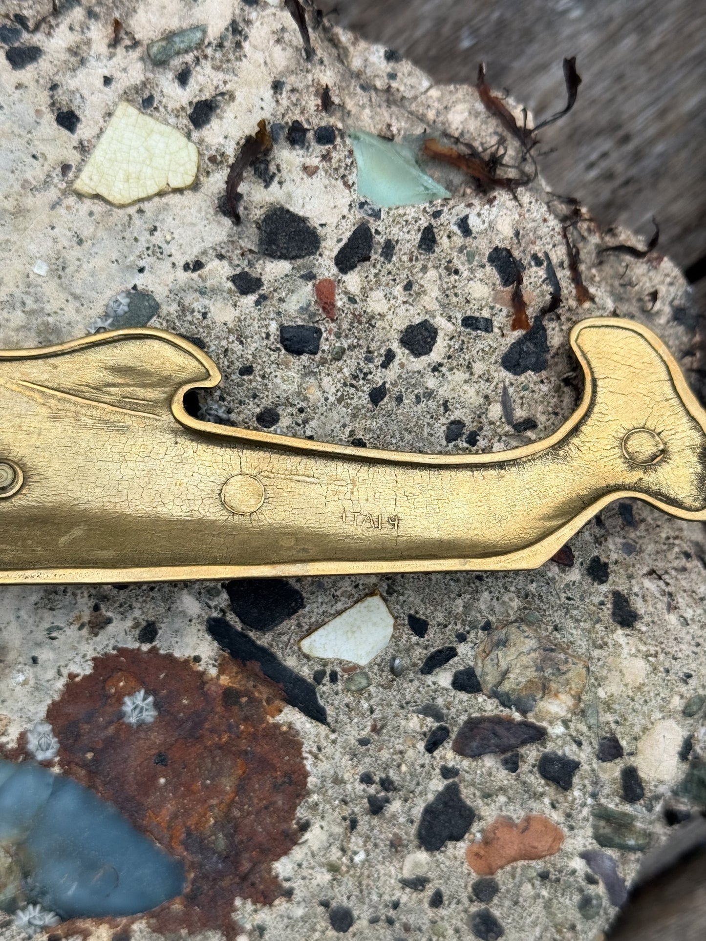 Vintage Midcentury Italian Solid Brass Dolphin Ruler (15cm)