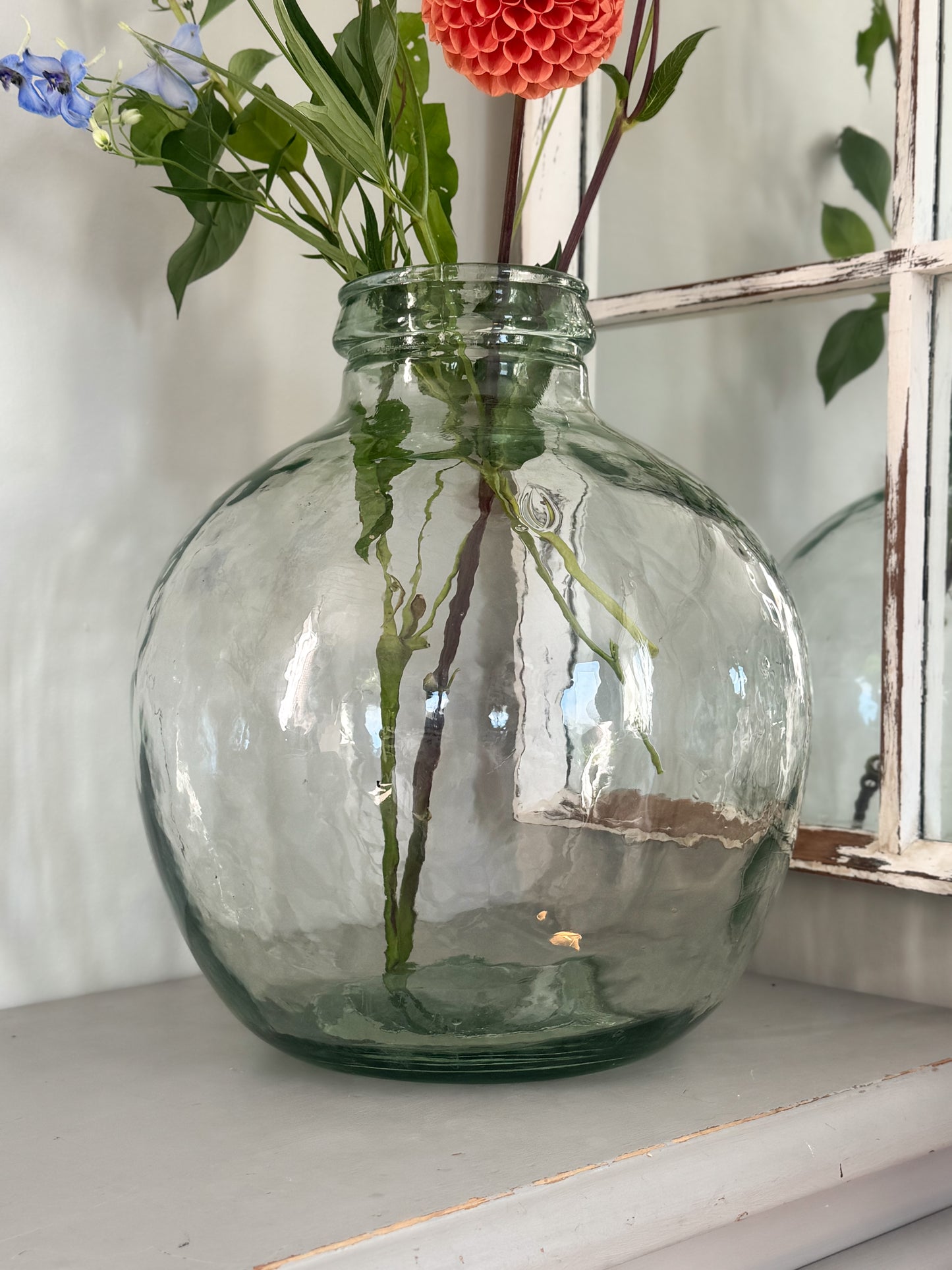 Large Vintage Spanish Handblown Glass Terrarium Carboy Vase - Stamped Vibesal
