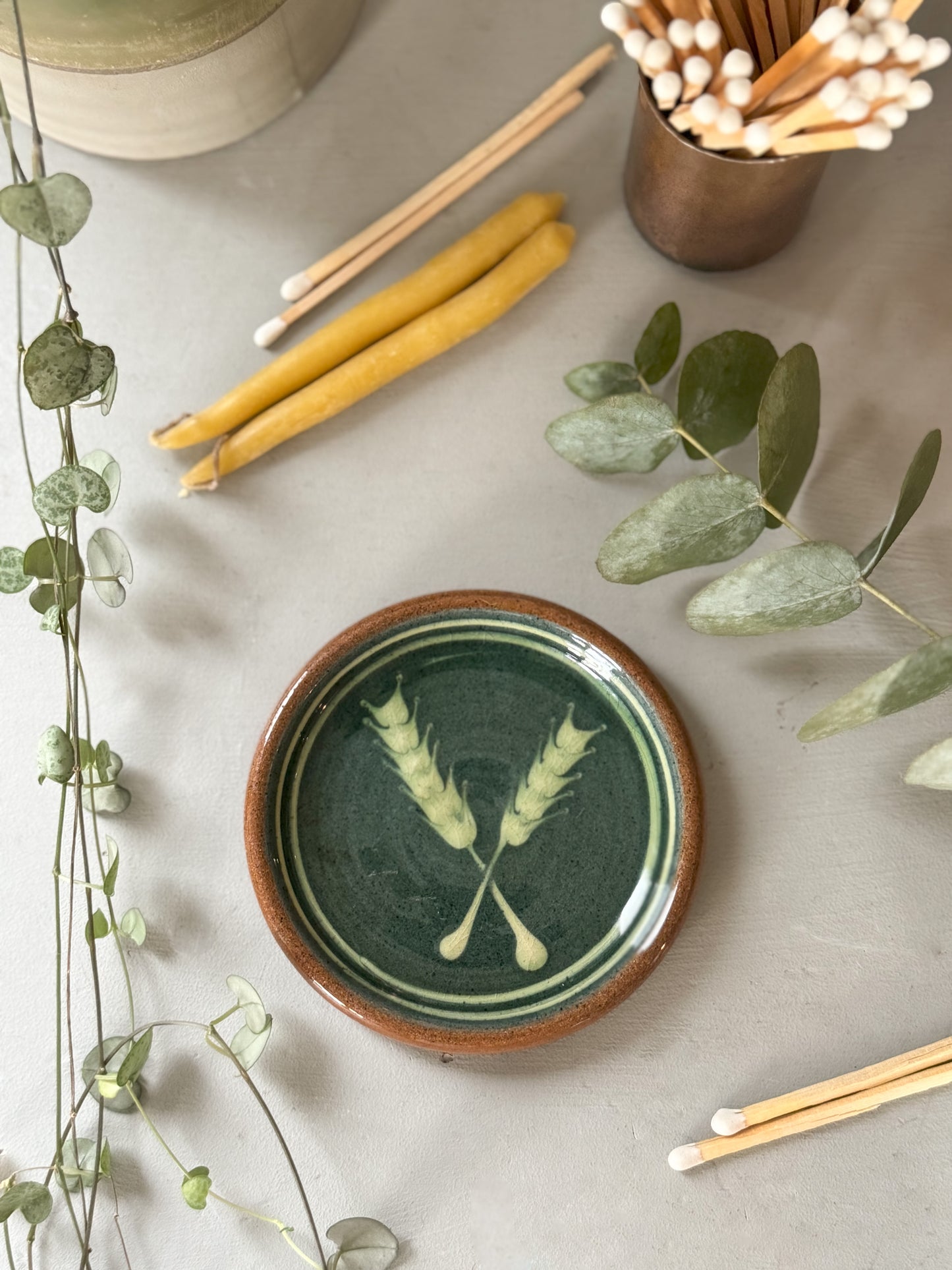Vintage Studio Pottery ‘Wheat Stems’ Trinket Dish