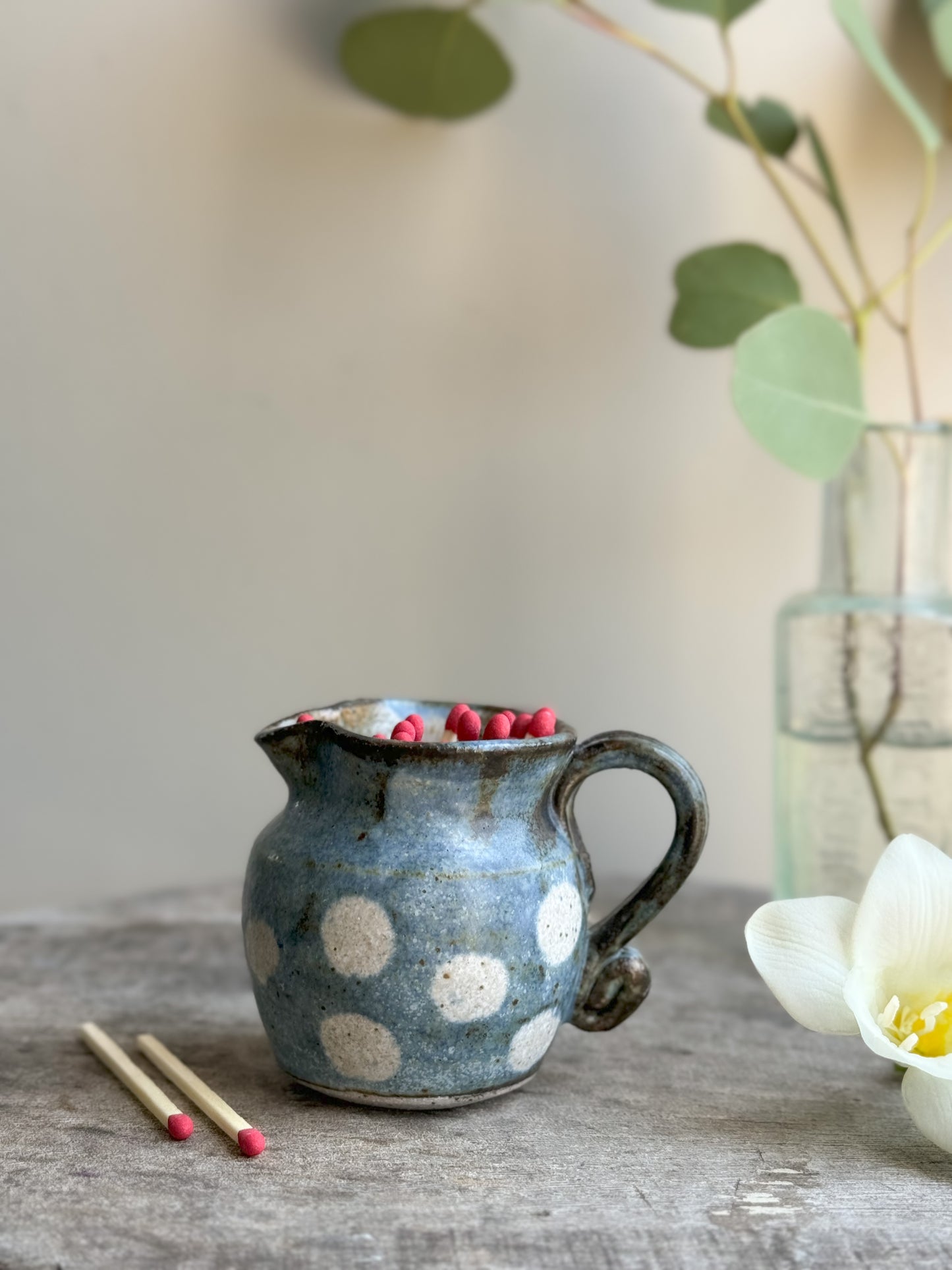 Miniature Studio Pottery Polka Dot Creamer