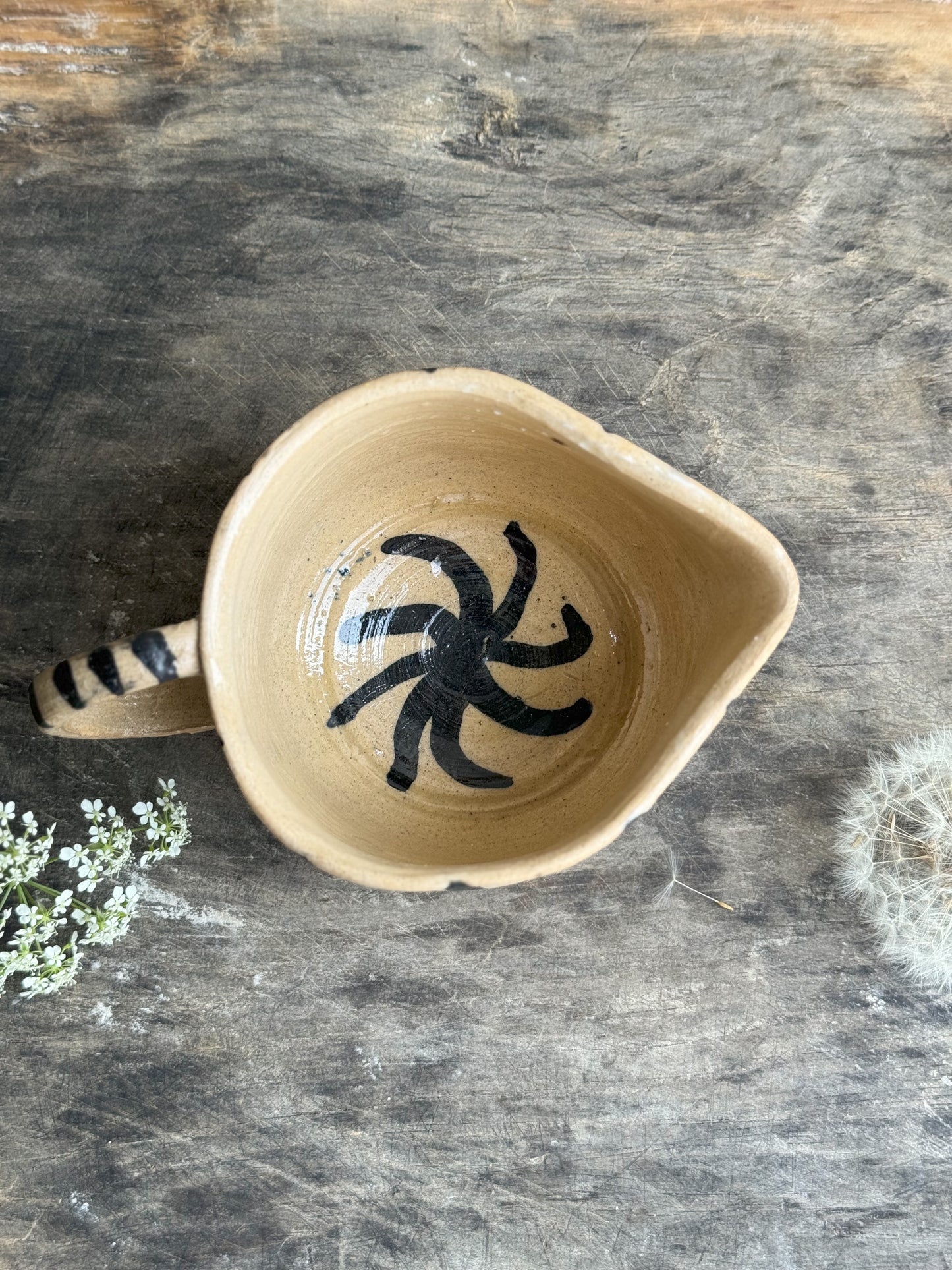 Folk Art Studio Pottery Abstract Milk Jug