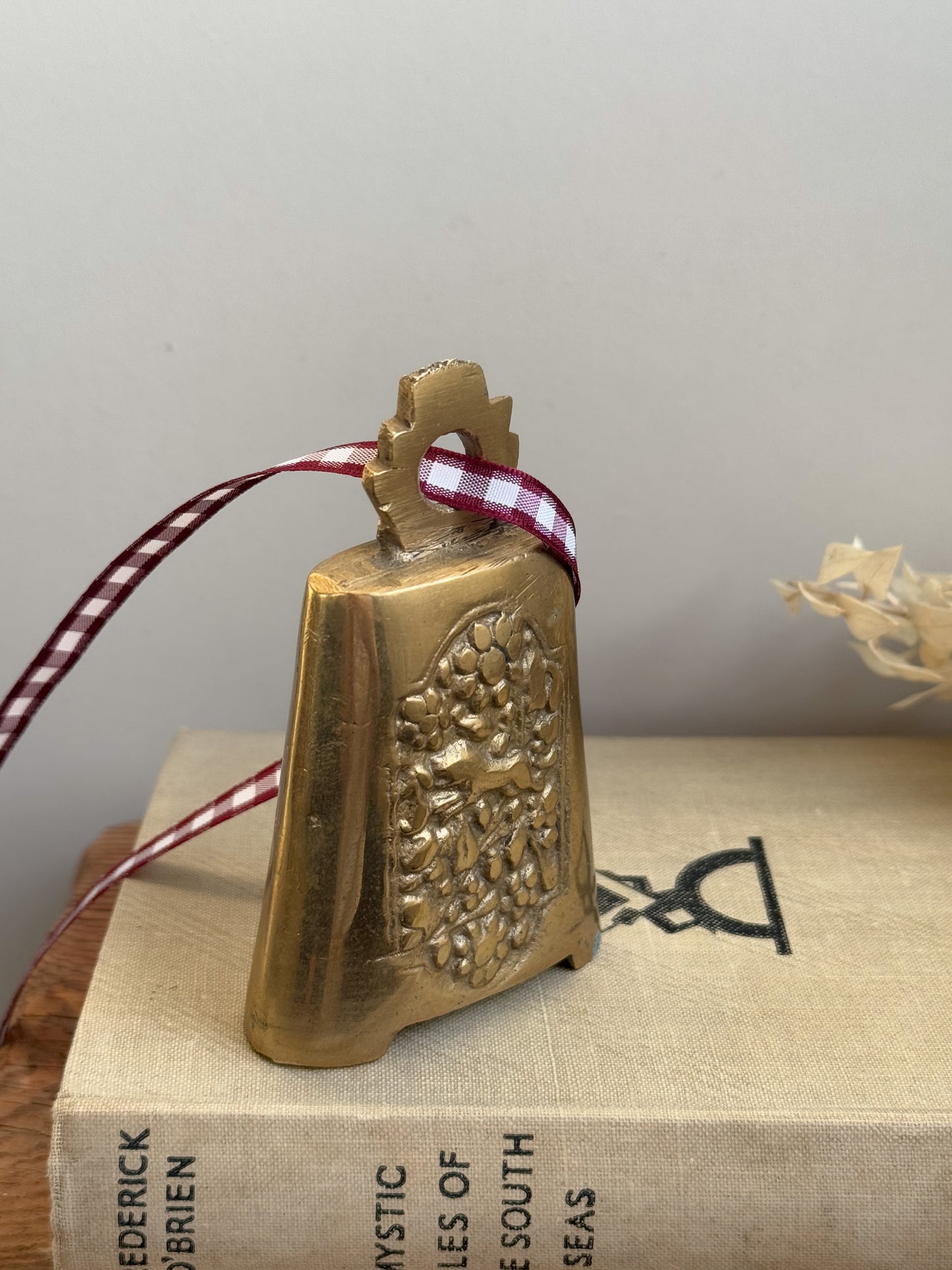 Vintage Solid Brass Bell • Fox & Flowers