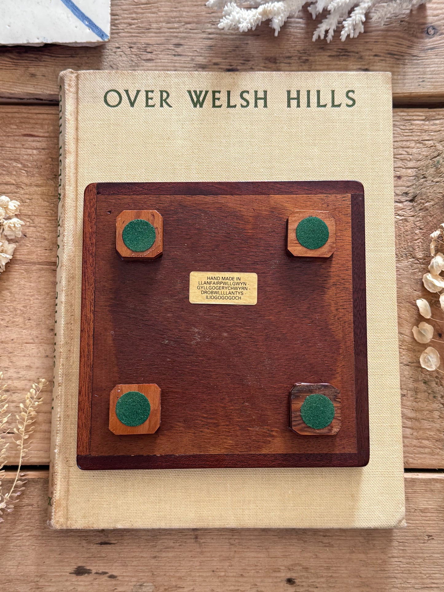 Vintage Welsh Studio Pottery Trivet in Solid Teak - Handmade in Llanfairpwllgwyngyll, North Wales