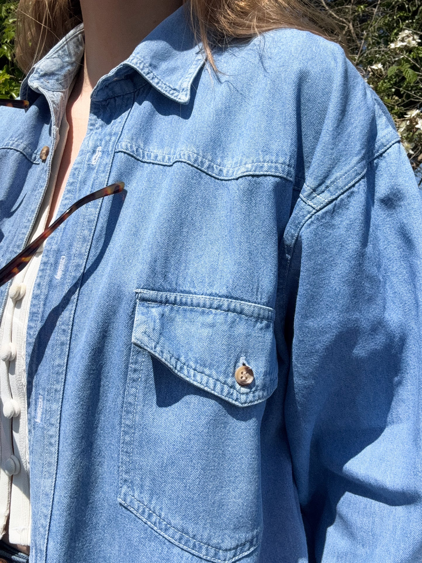 Vintage 1980s 100% Cotton Denim Shirt by Red Ridge, Size M