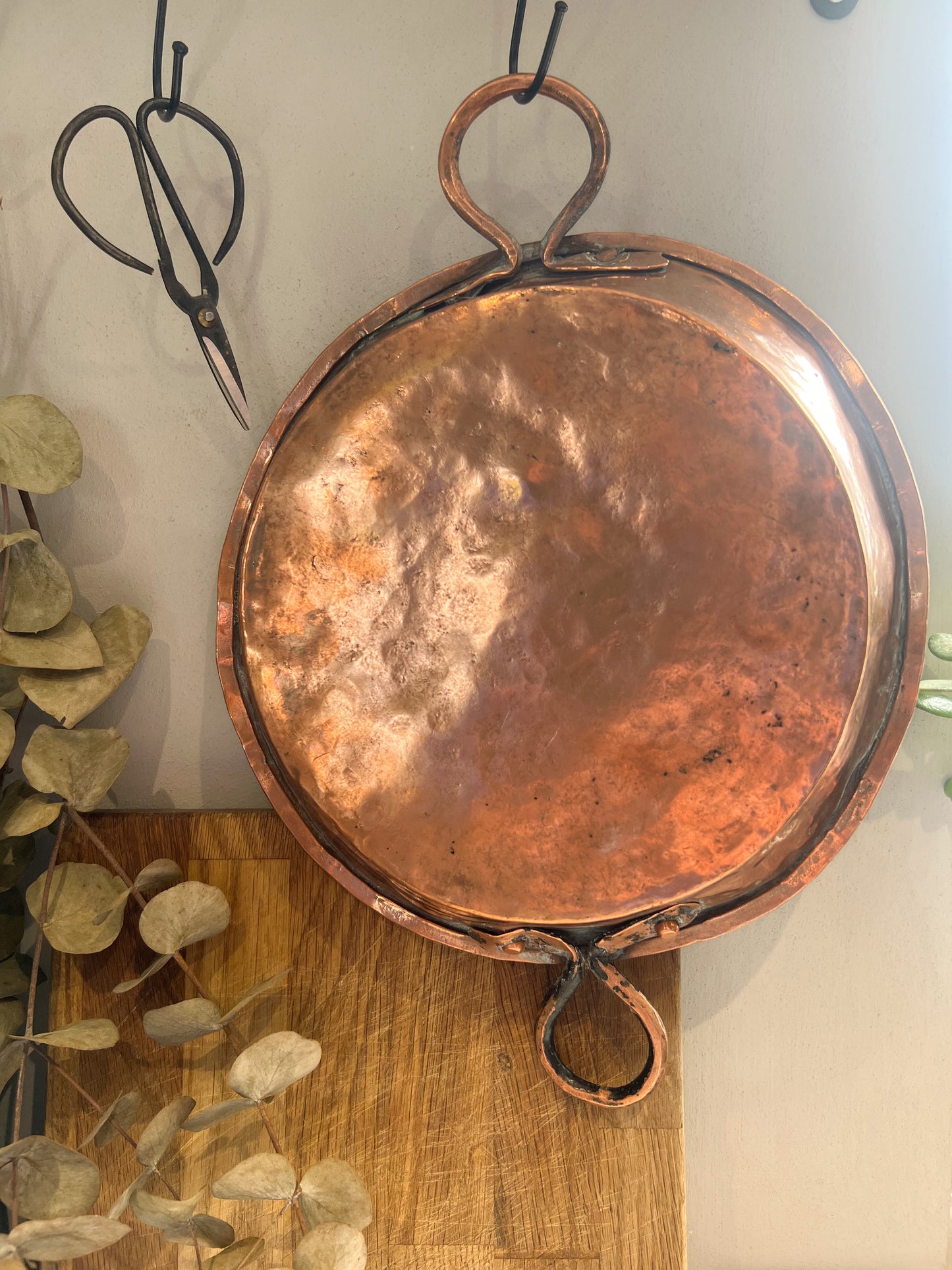 Antique French Hammered Copper Pan