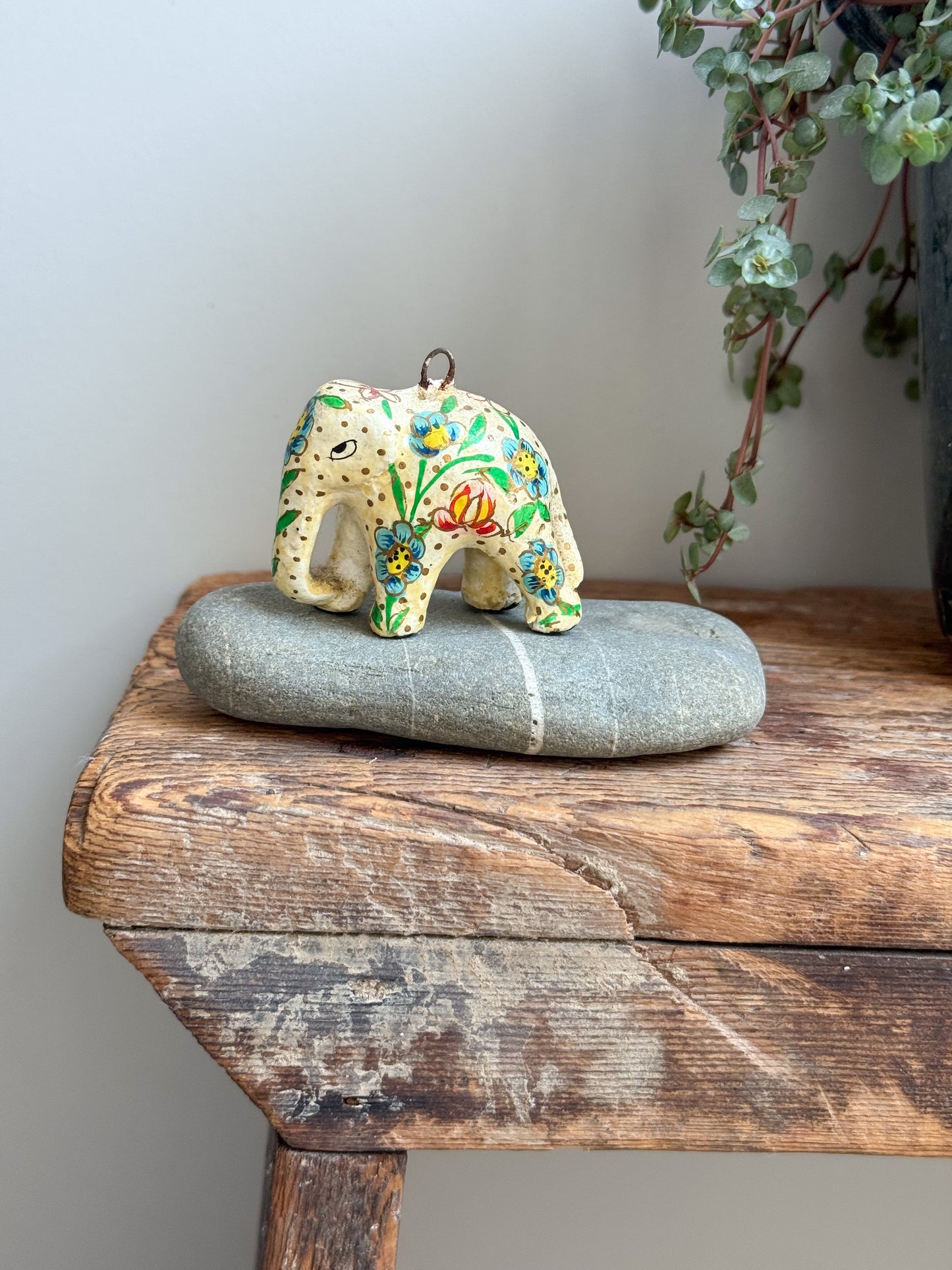 Hand-Painted Indian Papier-Mâché Elephant Ornament – Choose Your Design