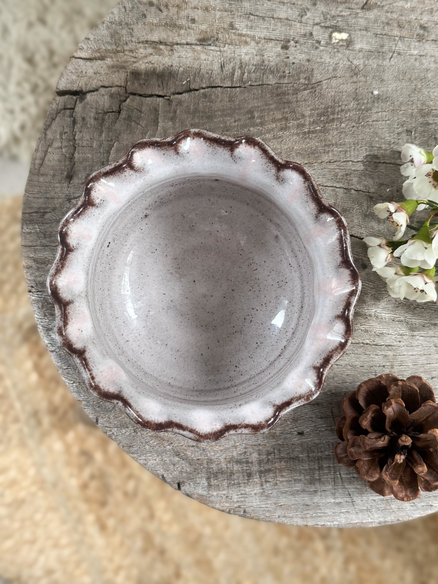 Vintage Studio Pottery Scalloped Edge Bowl by Woburn Pottery