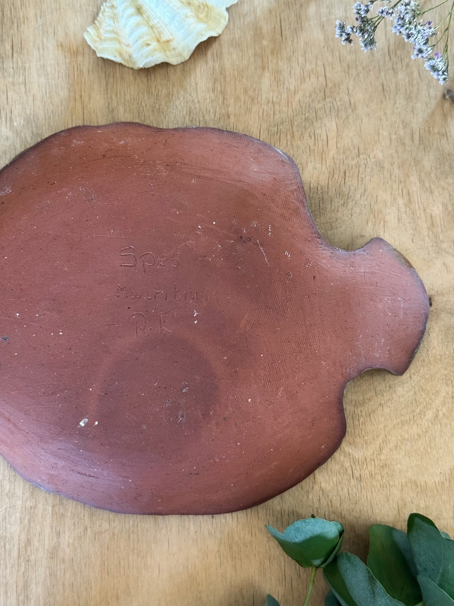 Vintage Studio Pottery Fish Plate, Handmade in Mauritius