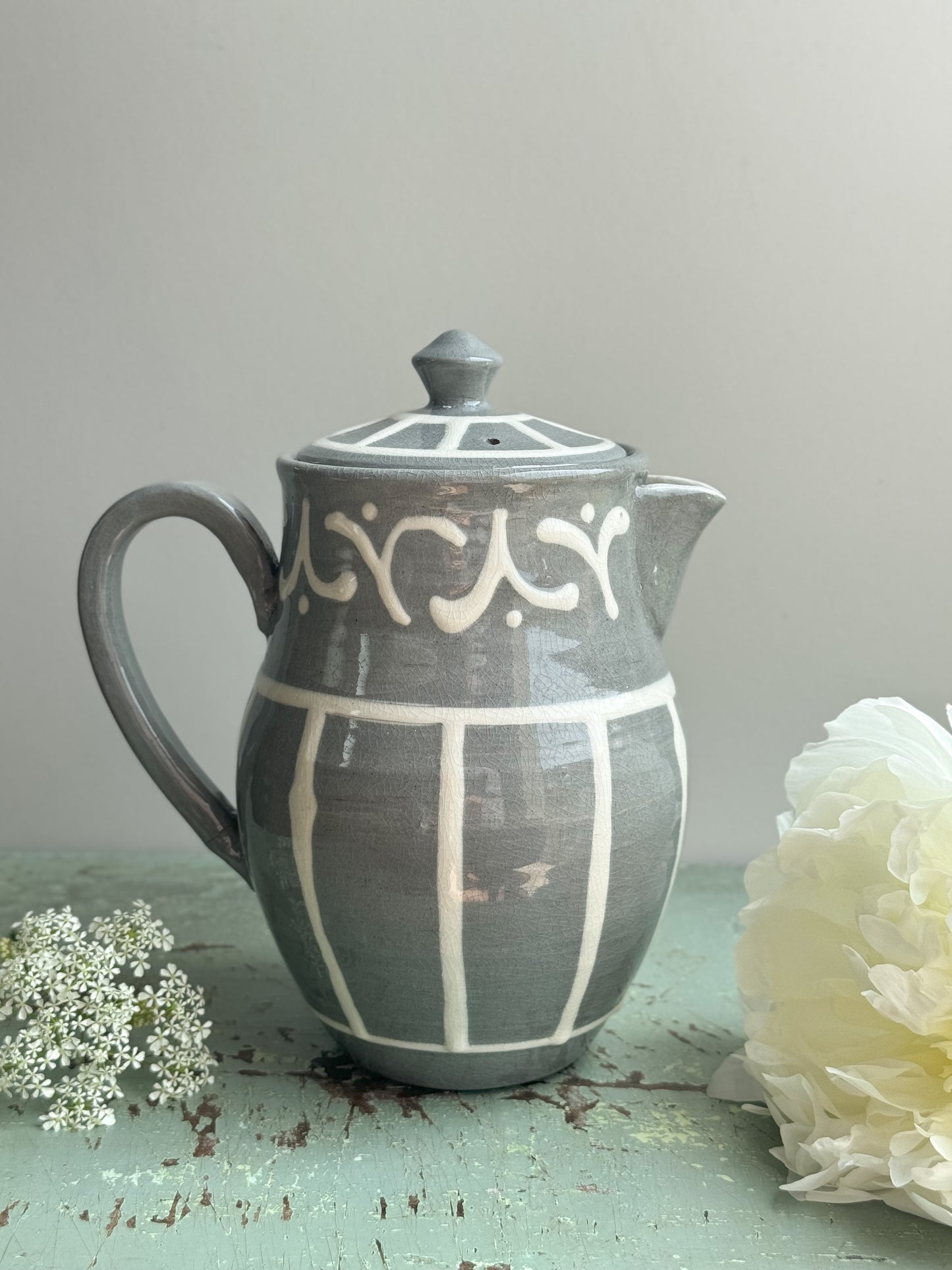 Vintage 1950s Vera Tollow Slipware Coffee Pot