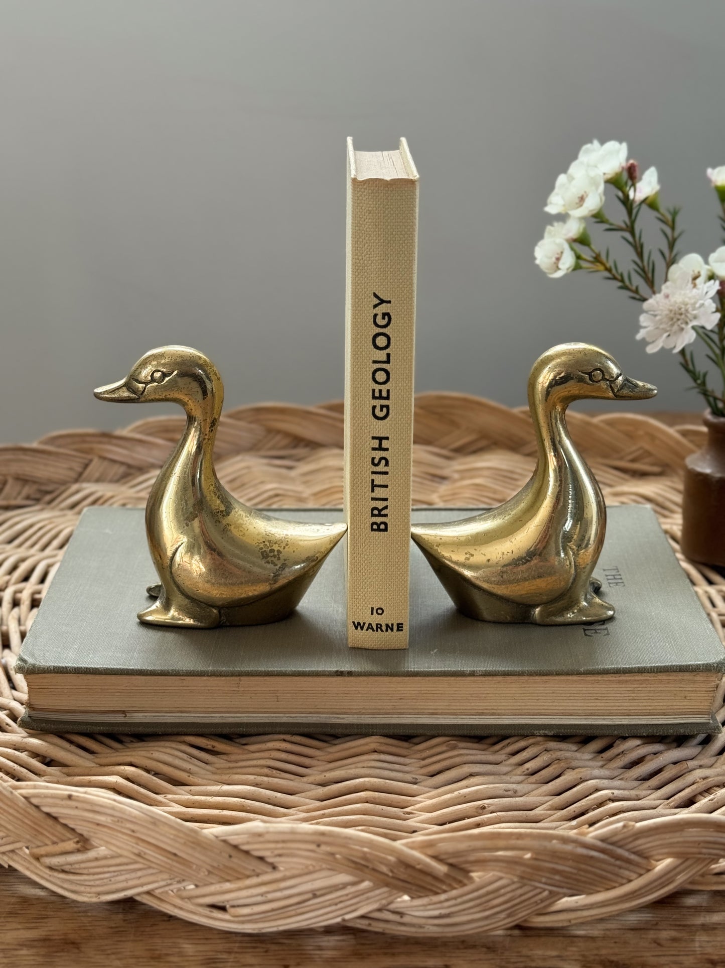 Vintage Brass Duck Bookends (Pair)